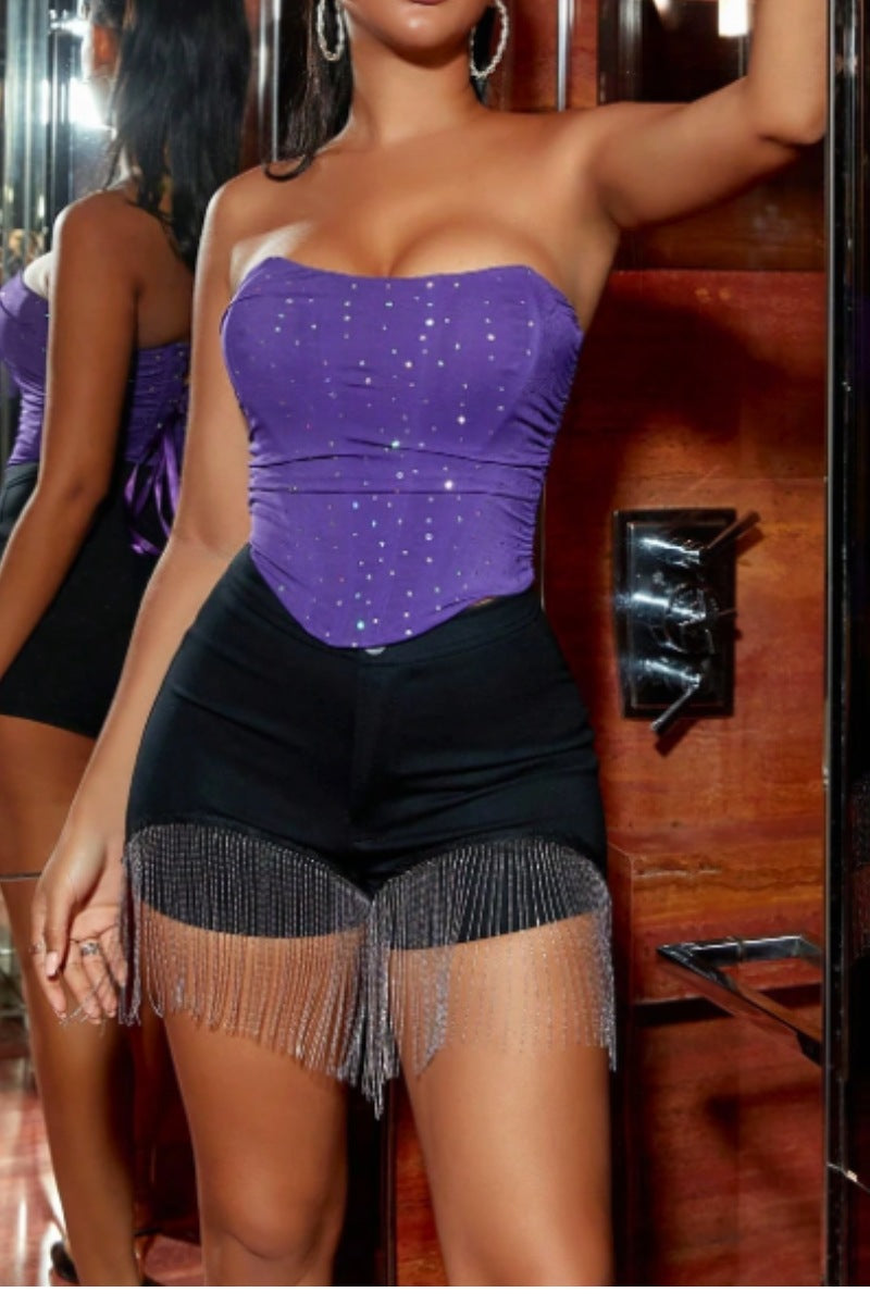 Sparkly Back Lace-Up Corset Top