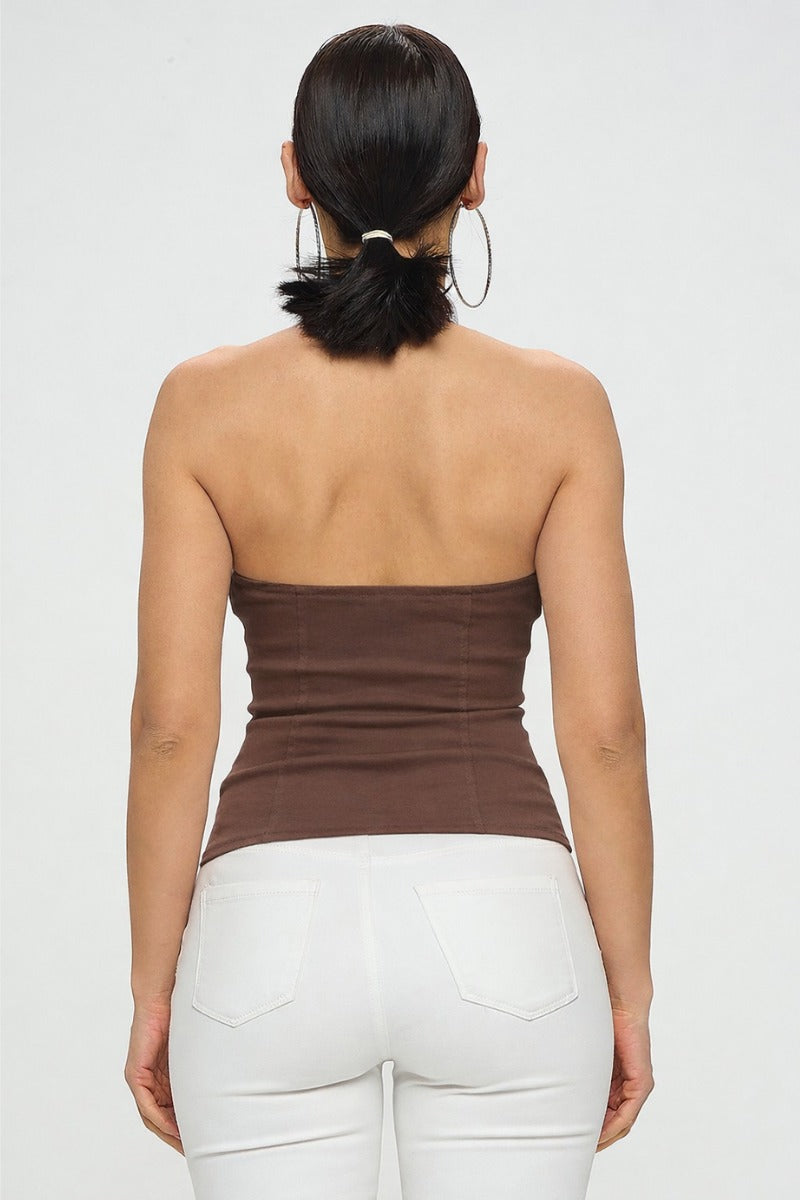 SAILOR COLLAR BEADED ZIP UP FRONT TANK TOP_D6752