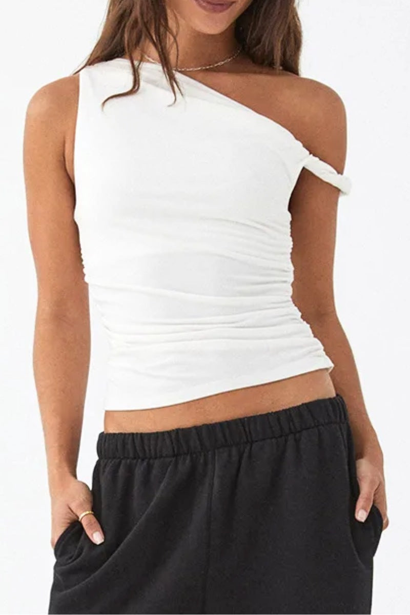 Reversible Ruched One Shoulder Top
