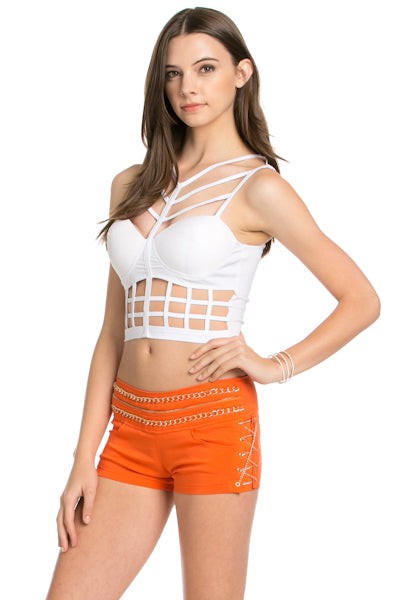 CUT OUT CAGED CROP TOP_ D6632