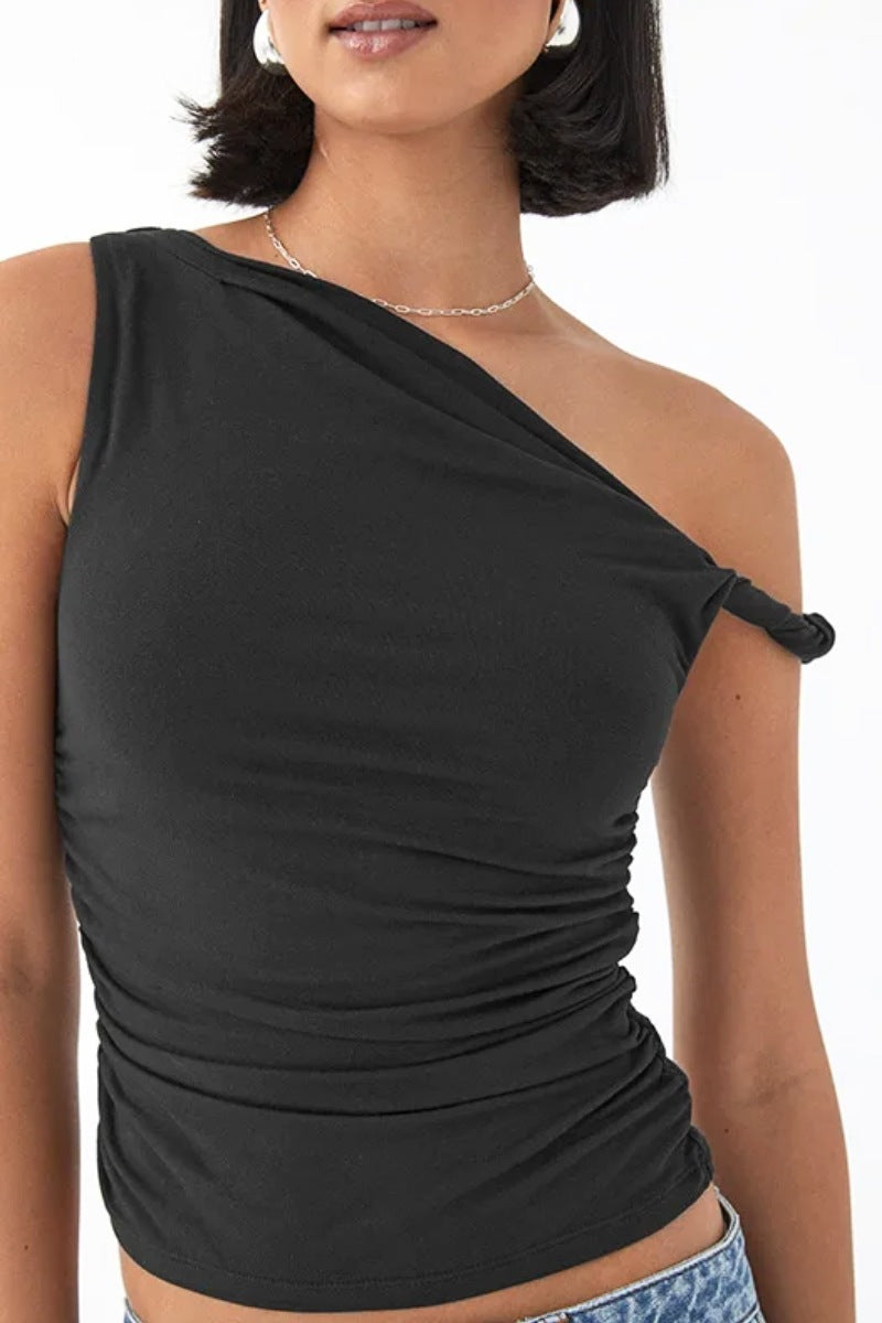 Reversible Ruched One Shoulder Top