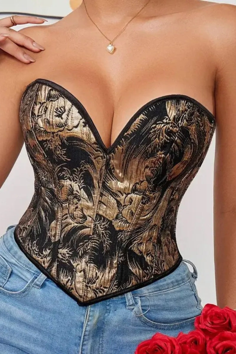 Elegant  Baroque Floral Bustier Corset Top