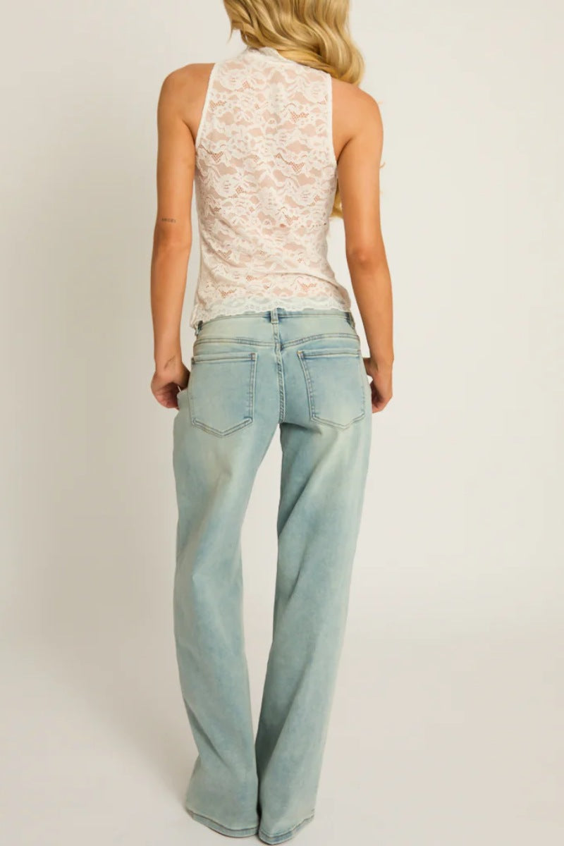 Elegant Keyhole Lace Top