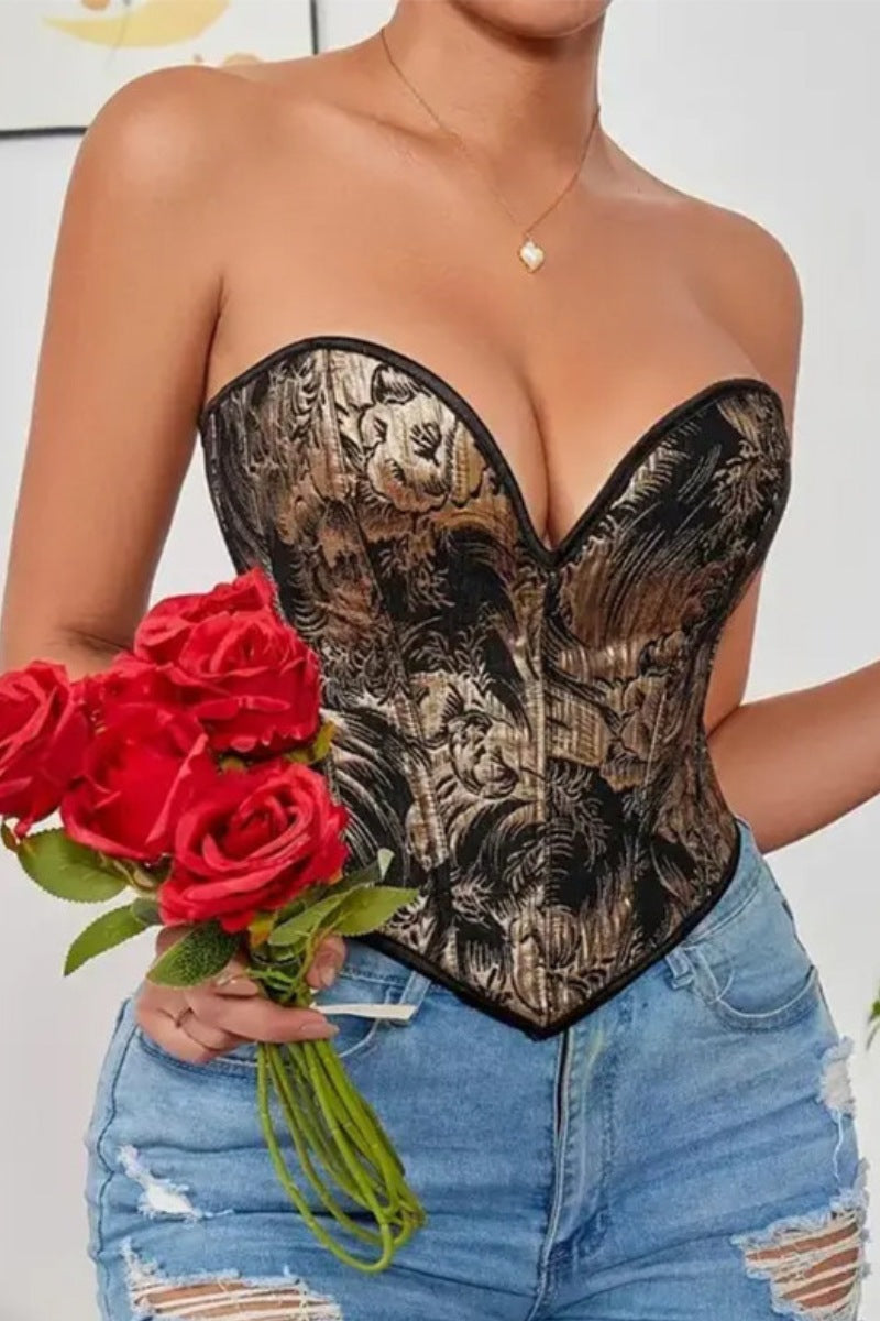 Elegant  Baroque Floral Bustier Corset Top