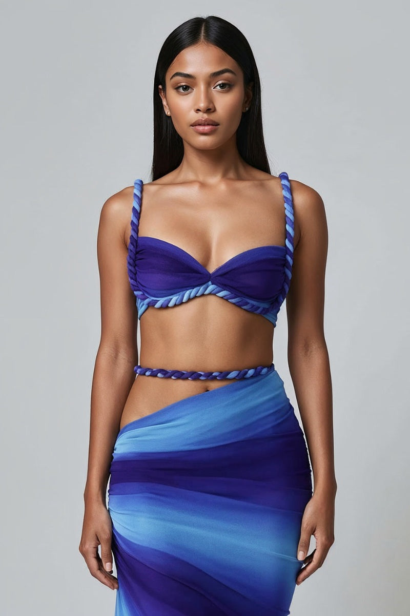 Braided Strap Ombre Crop Top & Maxi Skirt Set