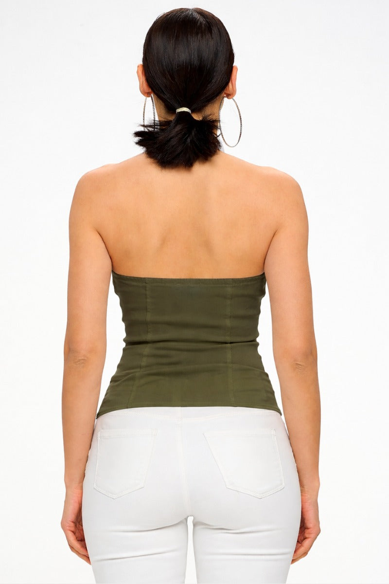 SAILOR COLLAR BEADED ZIP UP FRONT TANK TOP_D6752