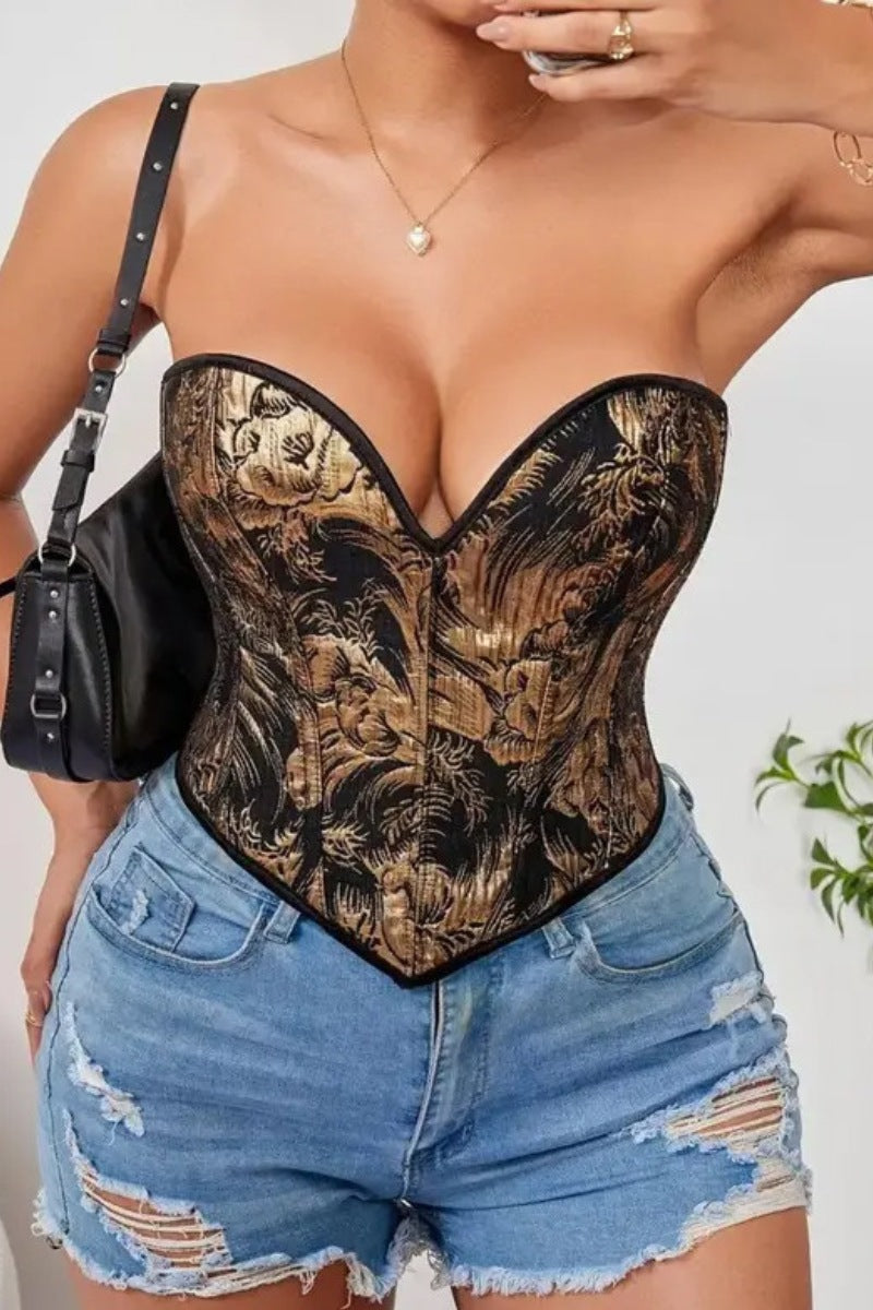 Elegant  Baroque Floral Bustier Corset Top
