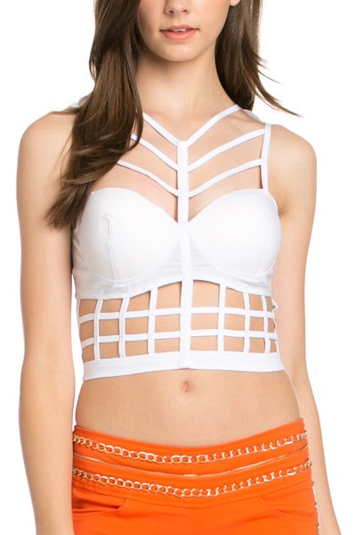 CUT OUT CAGED CROP TOP_ D6632