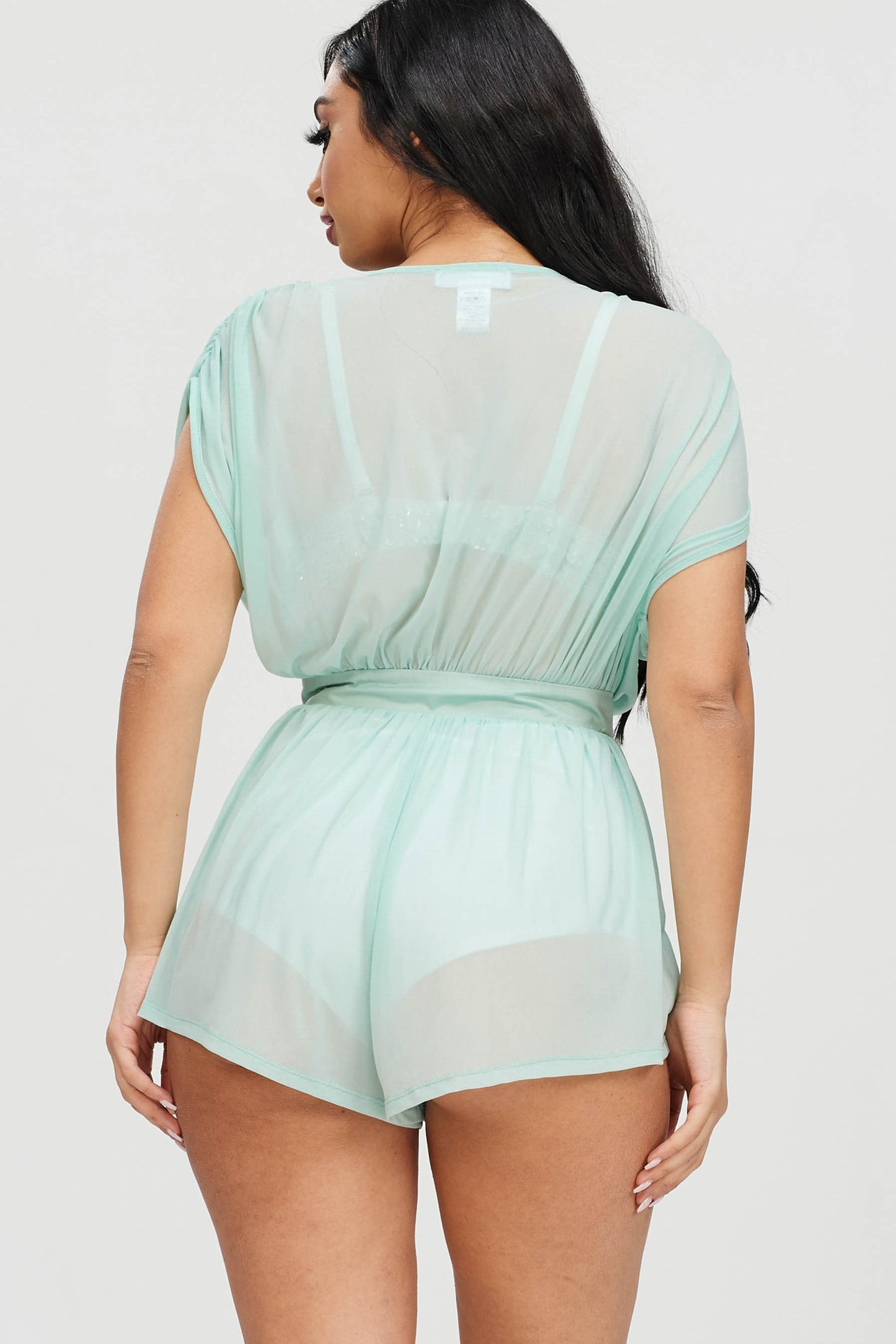 KIMONO MESH SEE THROUGH PLUS ROMPER