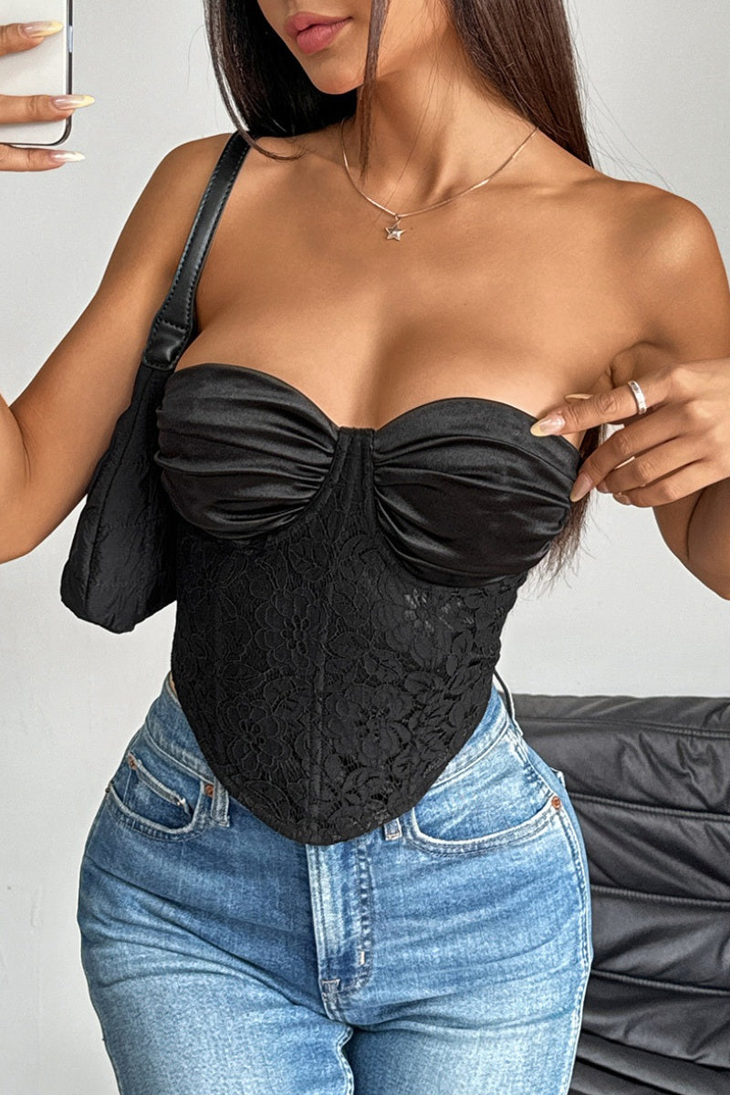 Glam Satin & Lace Corset Top