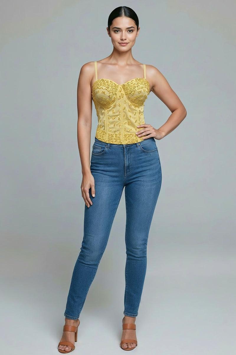 SEQUIN BEAD EMBELLISHED CORSET TOP_ D7227