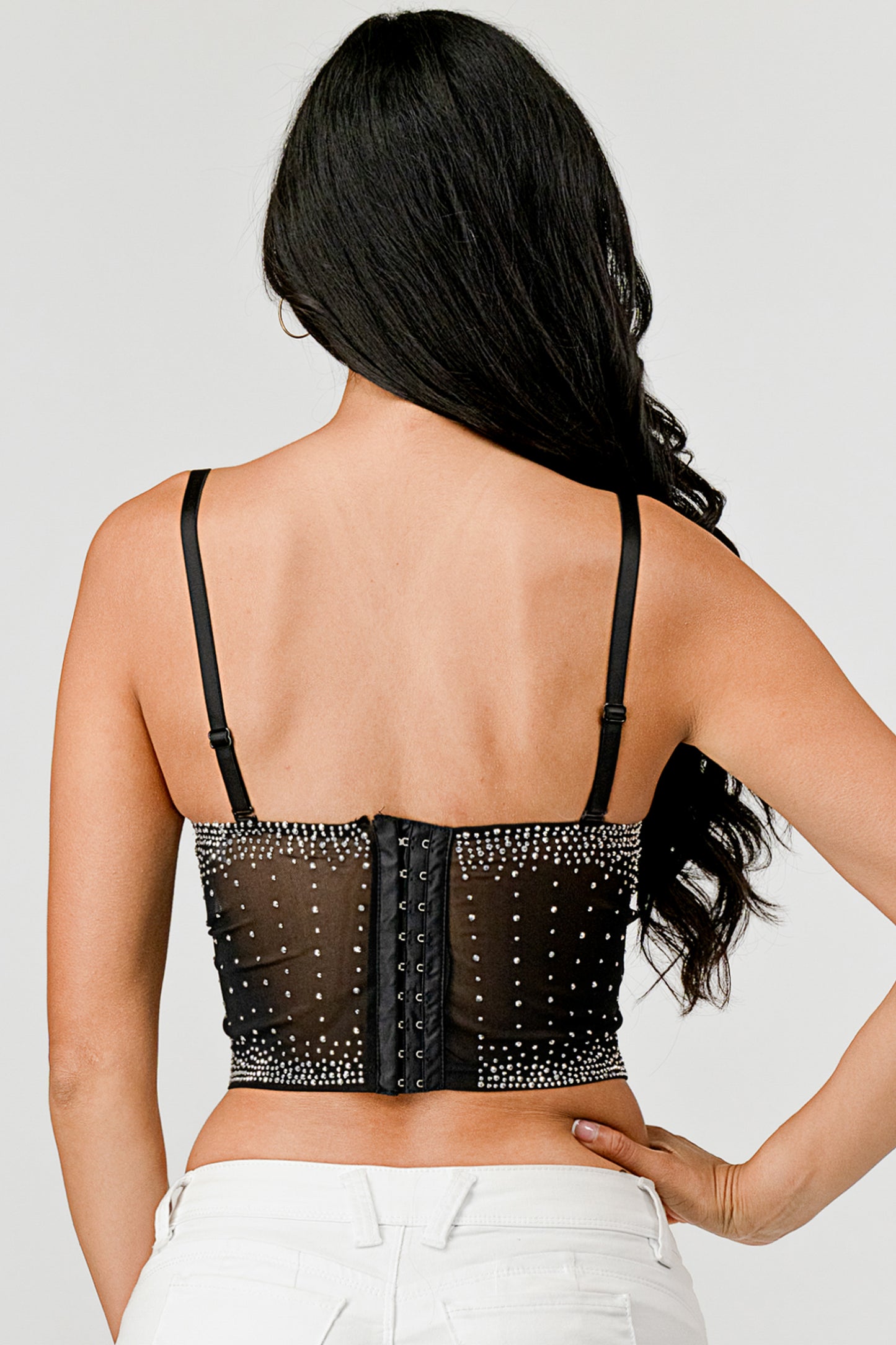 Sparkle Rhinestone Mesh Bustier Top