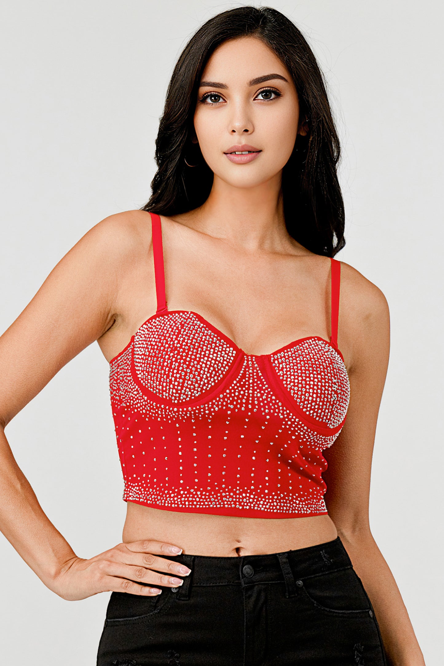 Sparkle Rhinestone Mesh Bustier Top