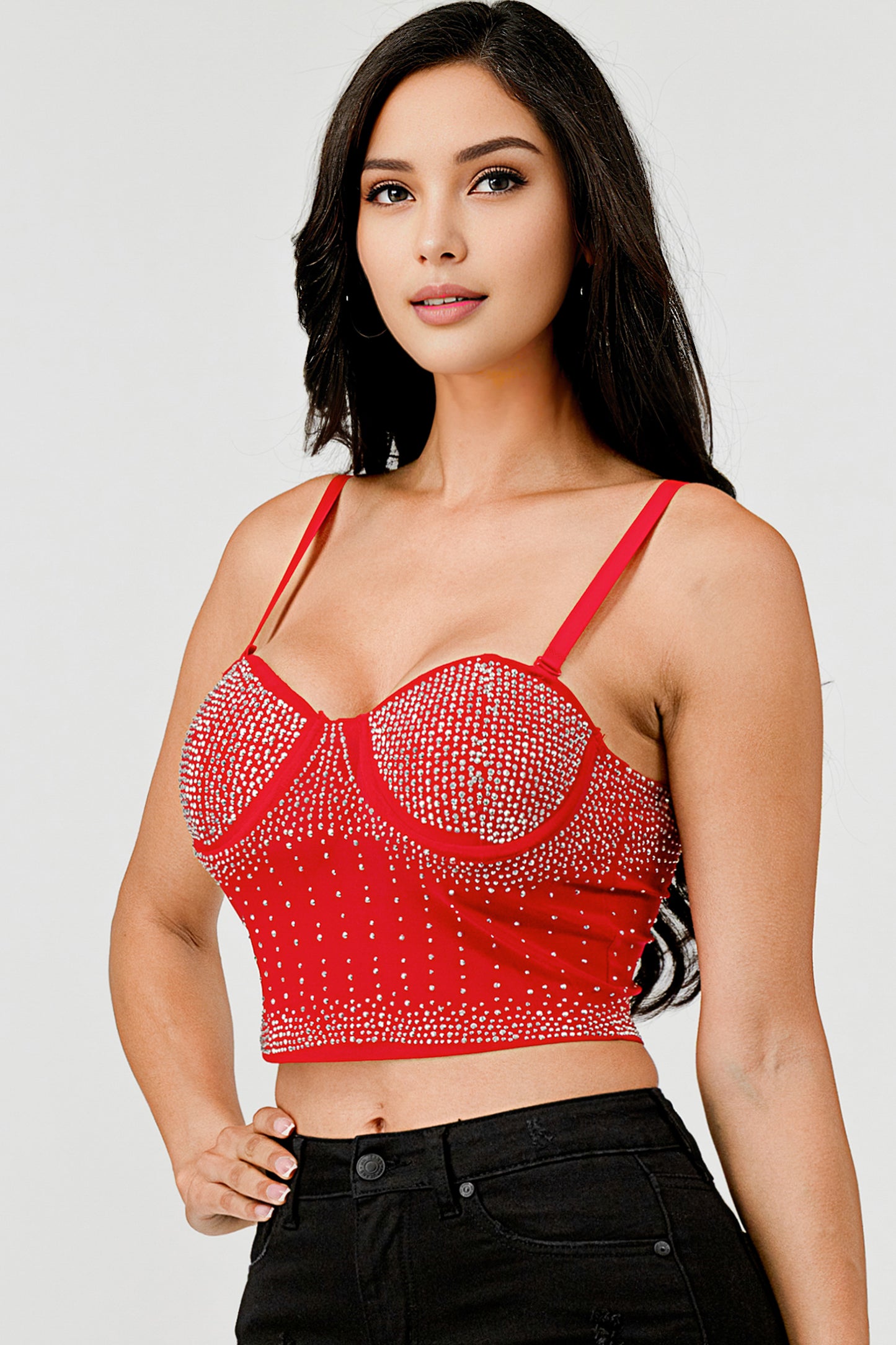 Sparkle Rhinestone Mesh Bustier Top