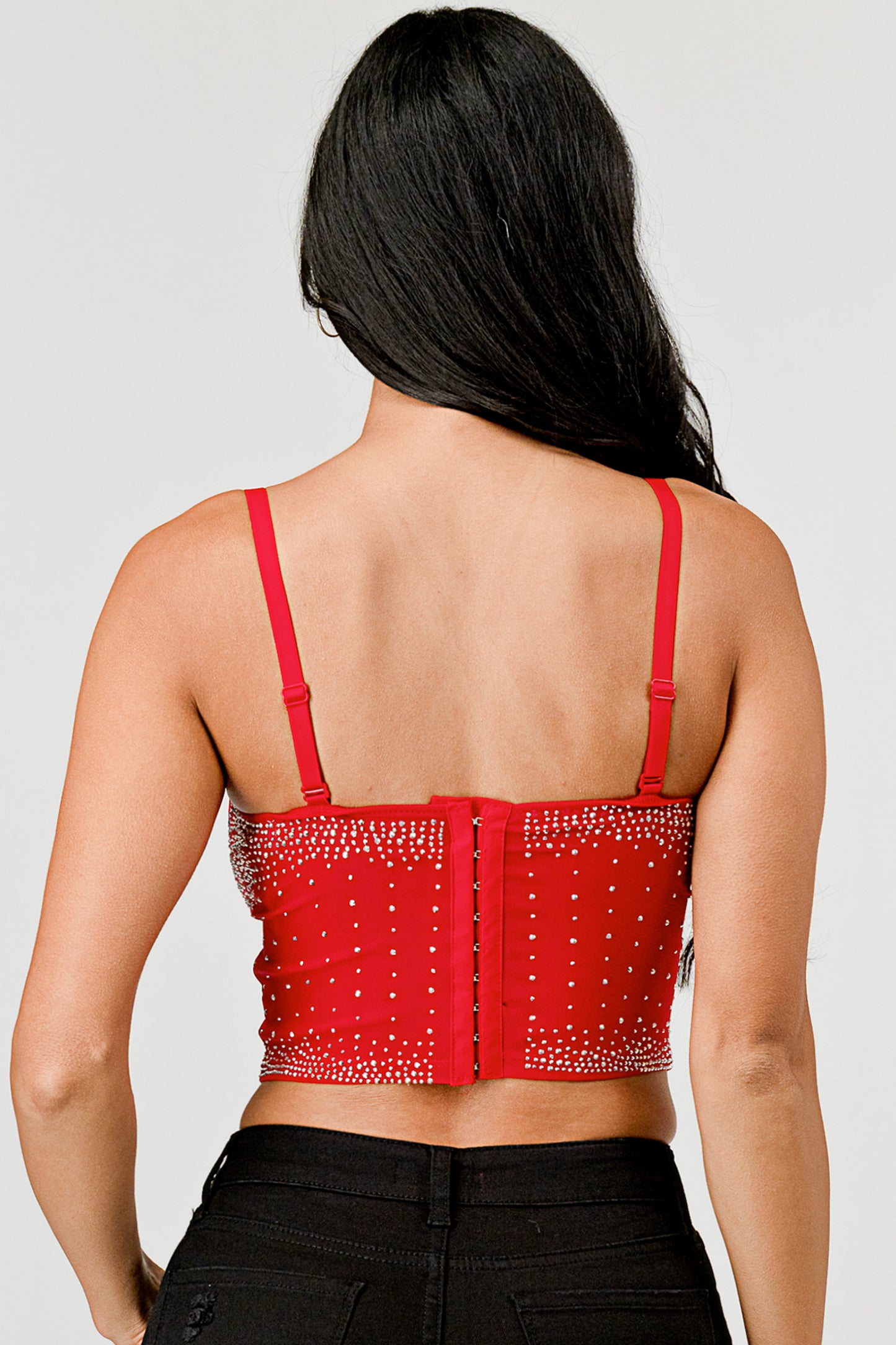 Sparkle Rhinestone Mesh Bustier Top