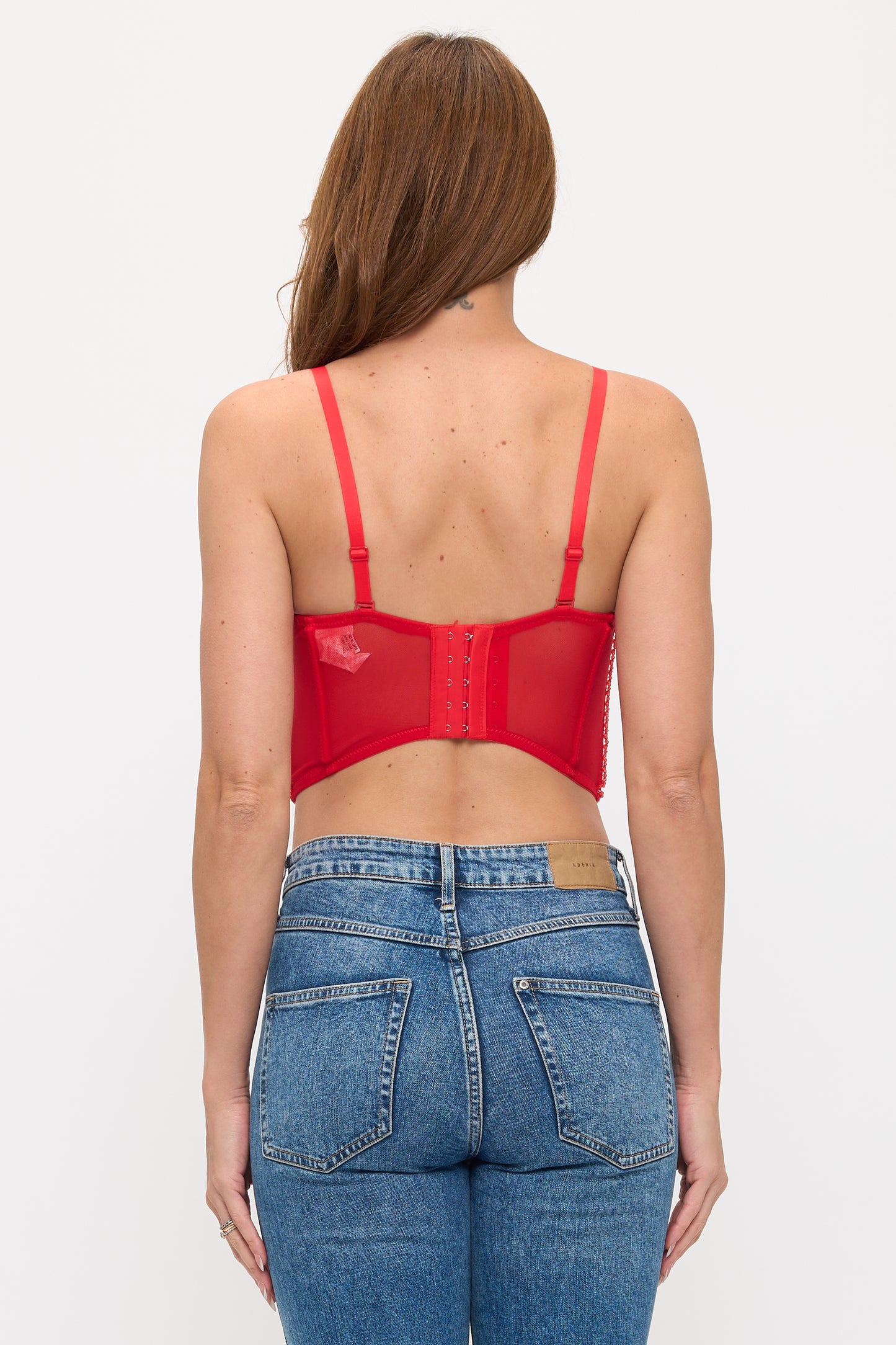 SEQUIN BEADING SEAM DETAIL EMBELLISHED BUSTIER CROP TOP