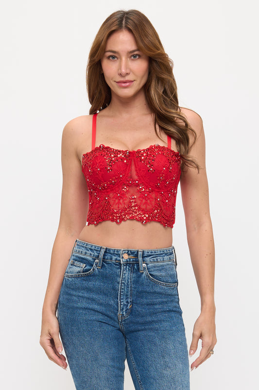 Romance Lace Bustier with Sequin Accents