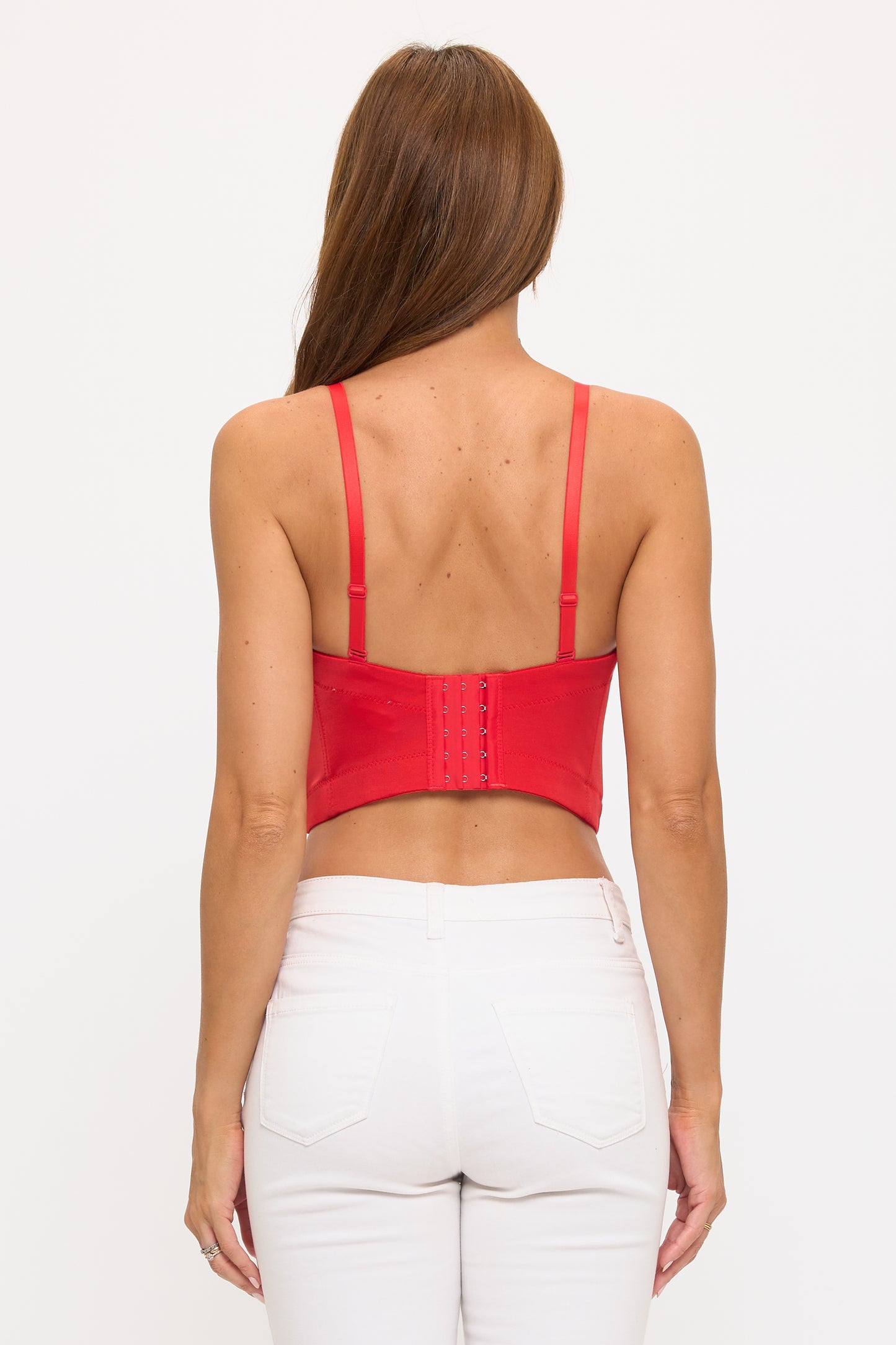 BUTTERFLY BOW FLORAL TRIM KNOT BUSTIER CROP TOP