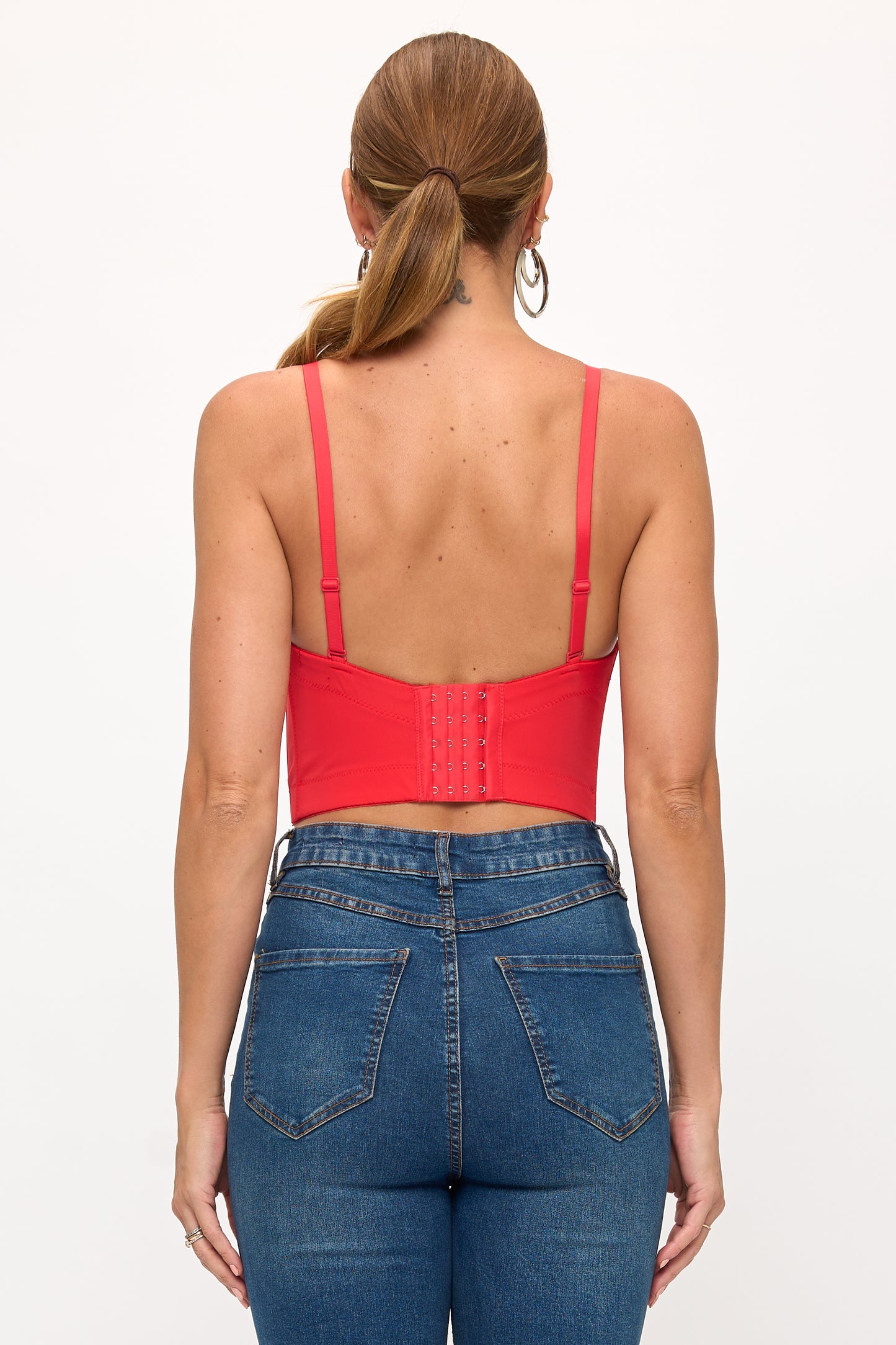 AB RHINESTONE EMBELLISHED CORSET BUSTIER CROP TOP