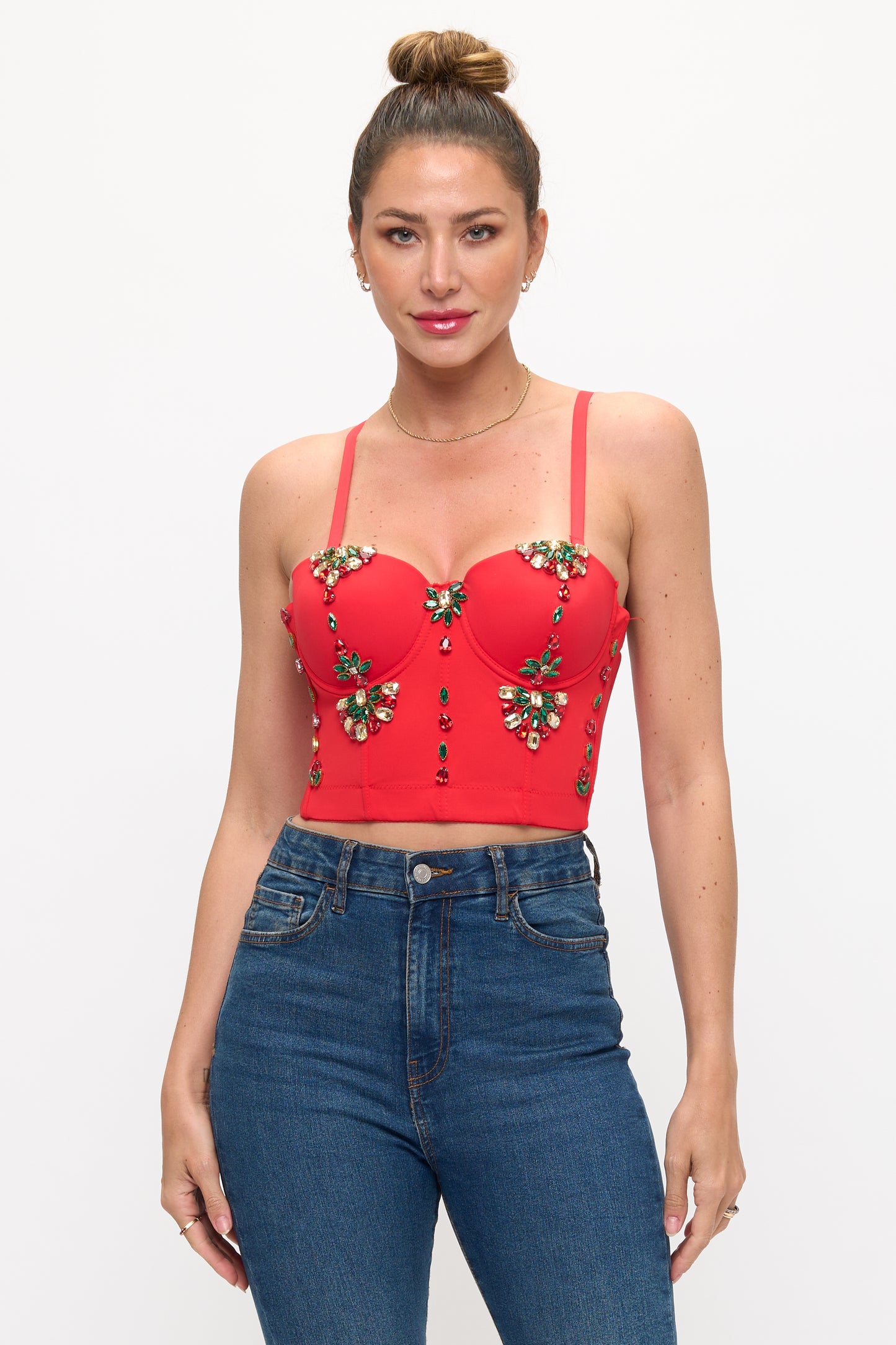 Opulent Emerald and Crystal Bustier