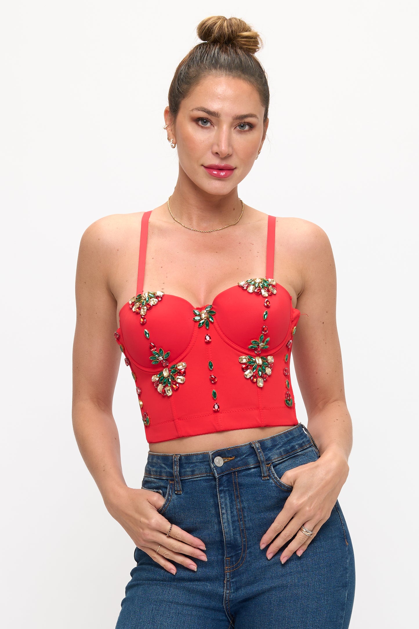 Opulent Emerald and Crystal Bustier