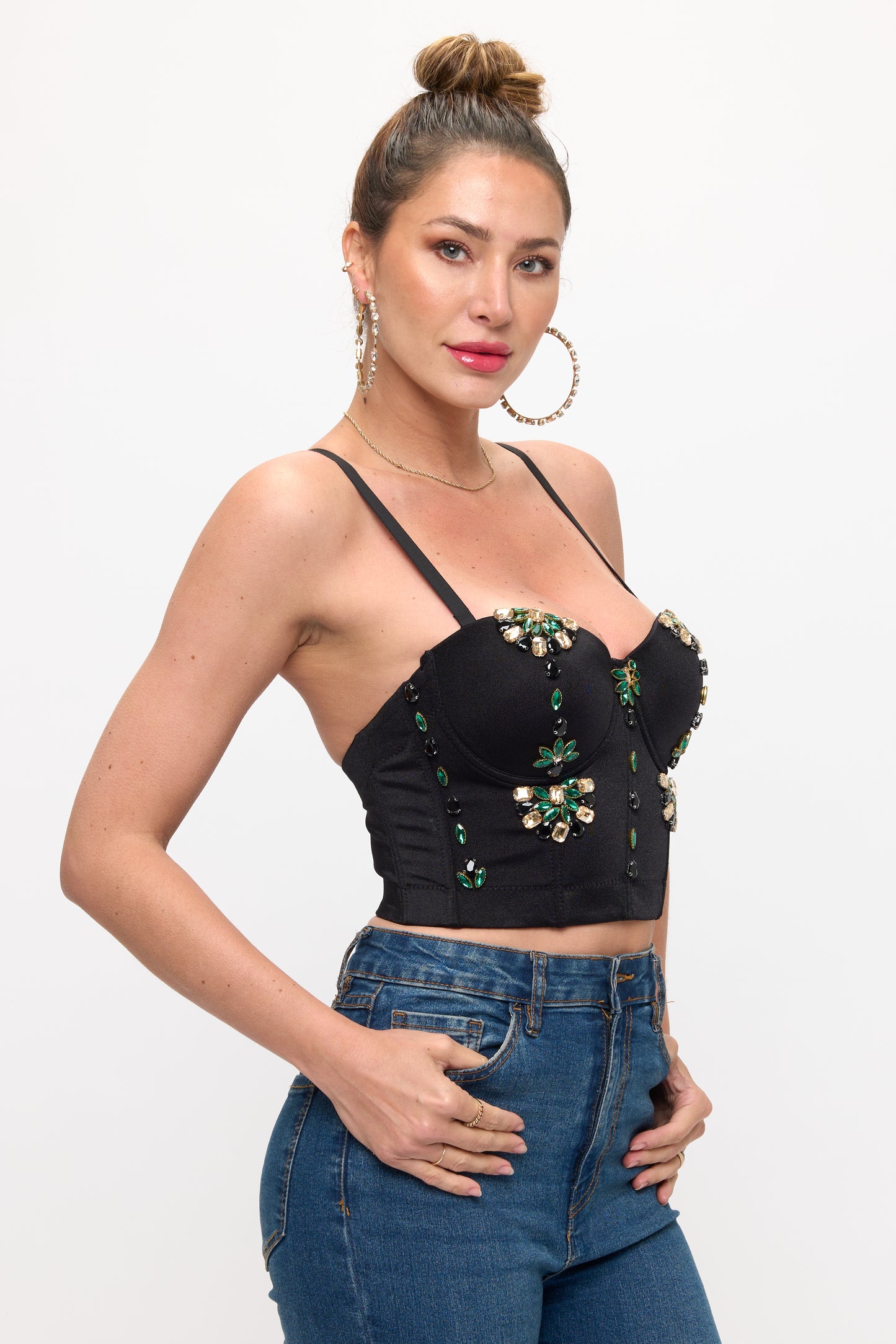 Opulent Emerald and Crystal Bustier