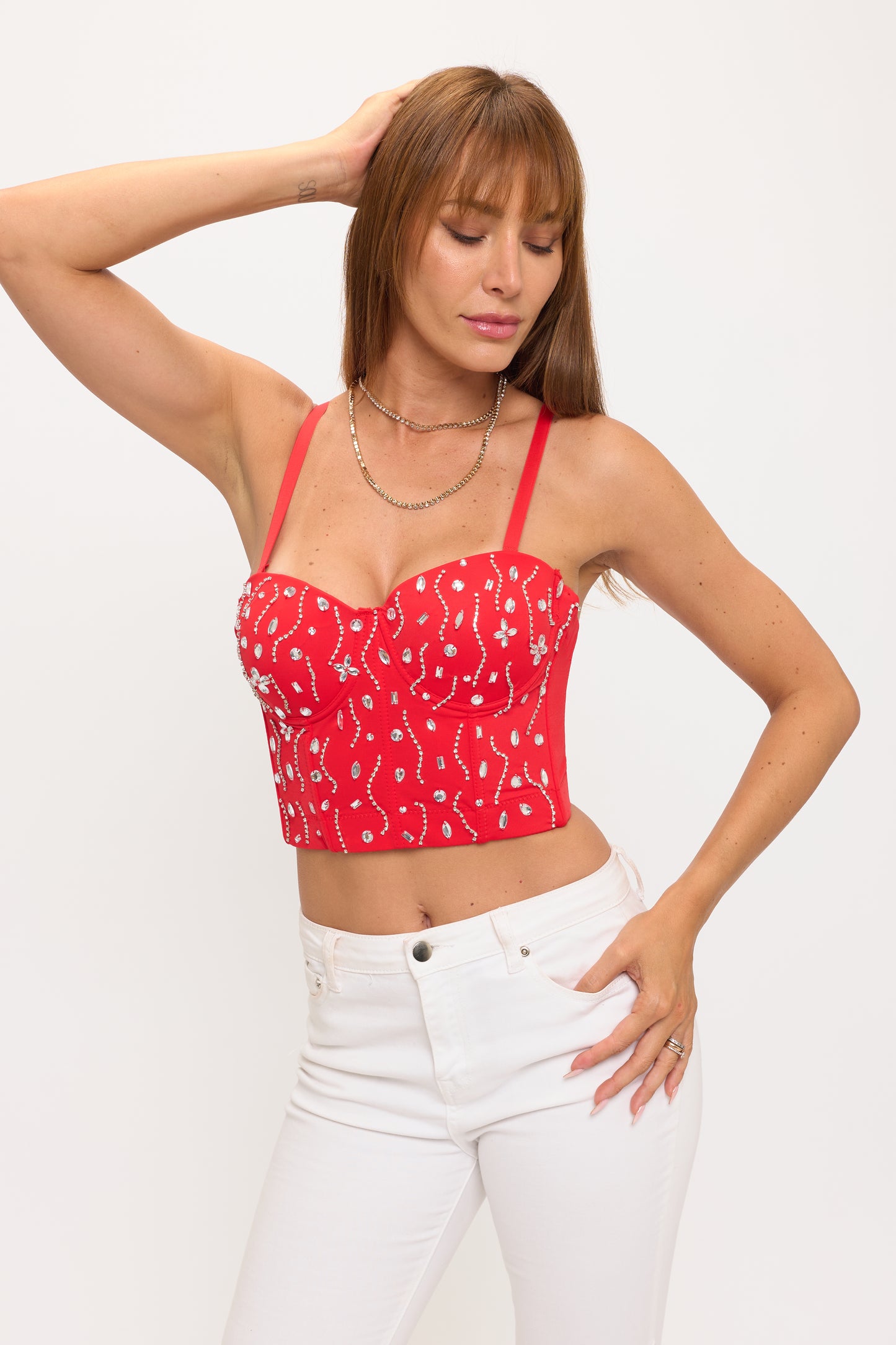 Midnight Glam Rhinestone Bustier Top