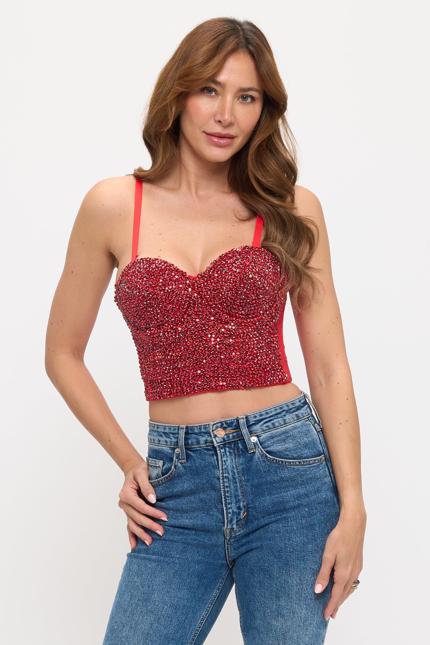 RHINESTONE EMBELLISHED SWEETHEART BUSTIER CROP TOP_ DS4334