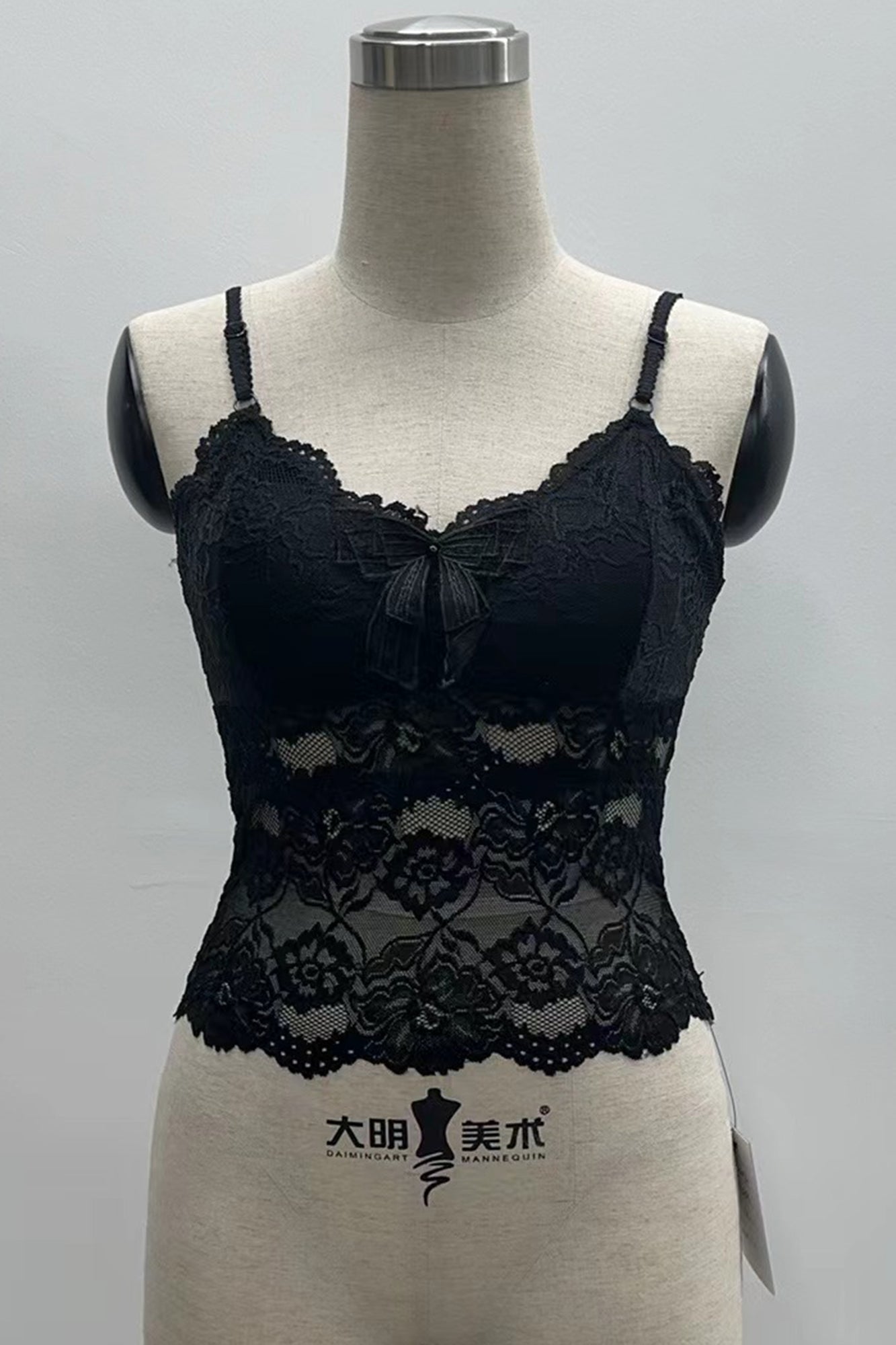 FLORAL LACE TRIM BOW FRONT BRA PADDED CAMISOLE