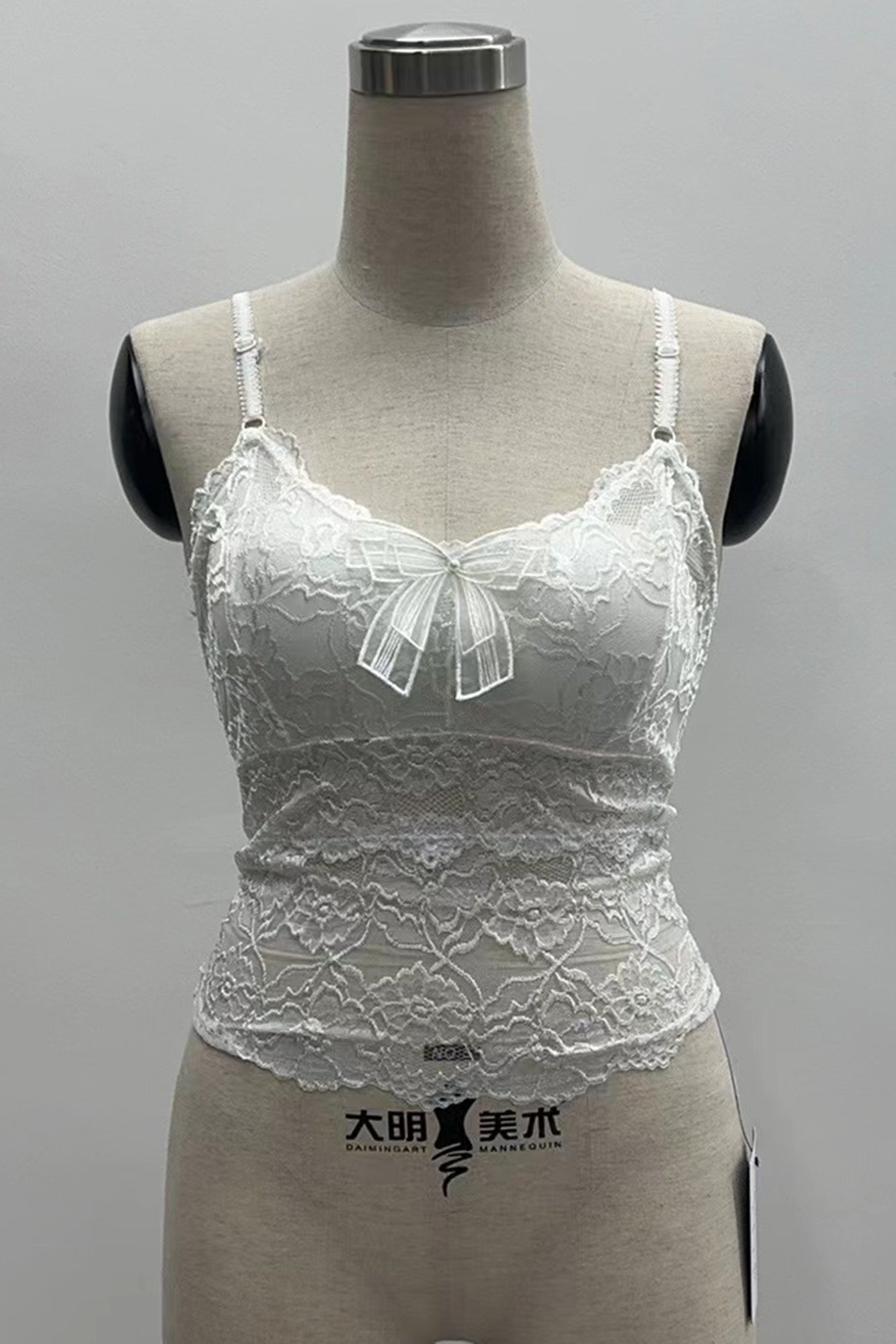 FLORAL LACE TRIM BOW FRONT BRA PADDED CAMISOLE