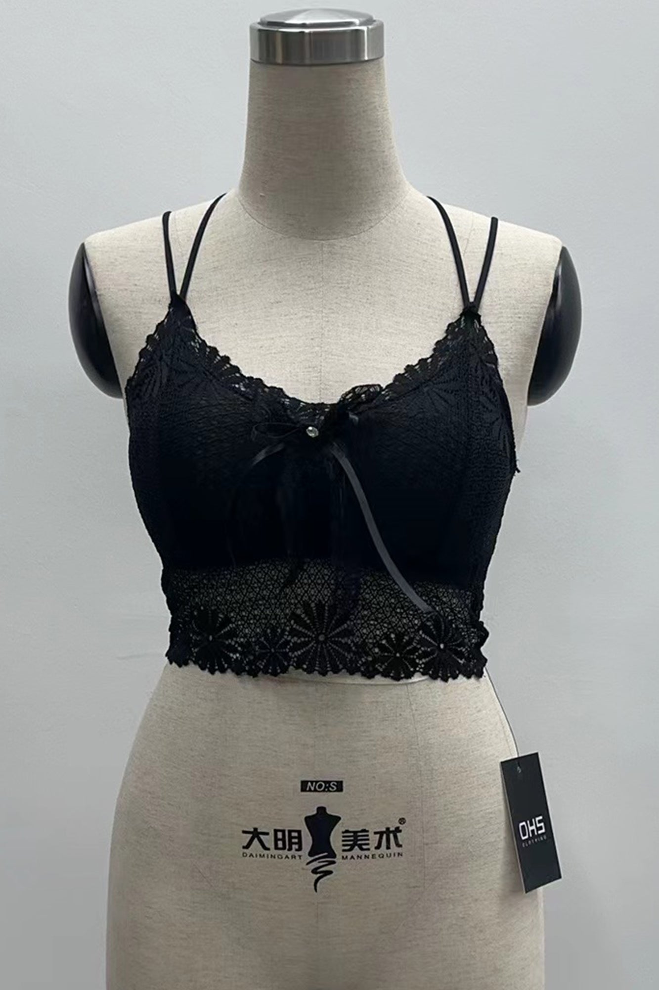 LACE RIBBON TRIM FRONT WIRE FREE LACE BRALETTE