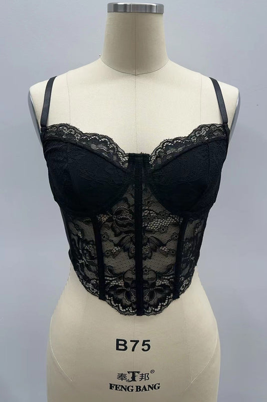 FLORAL SHEER LACE CORSET SHAPEWEAR CAMISOLE LINGERIE