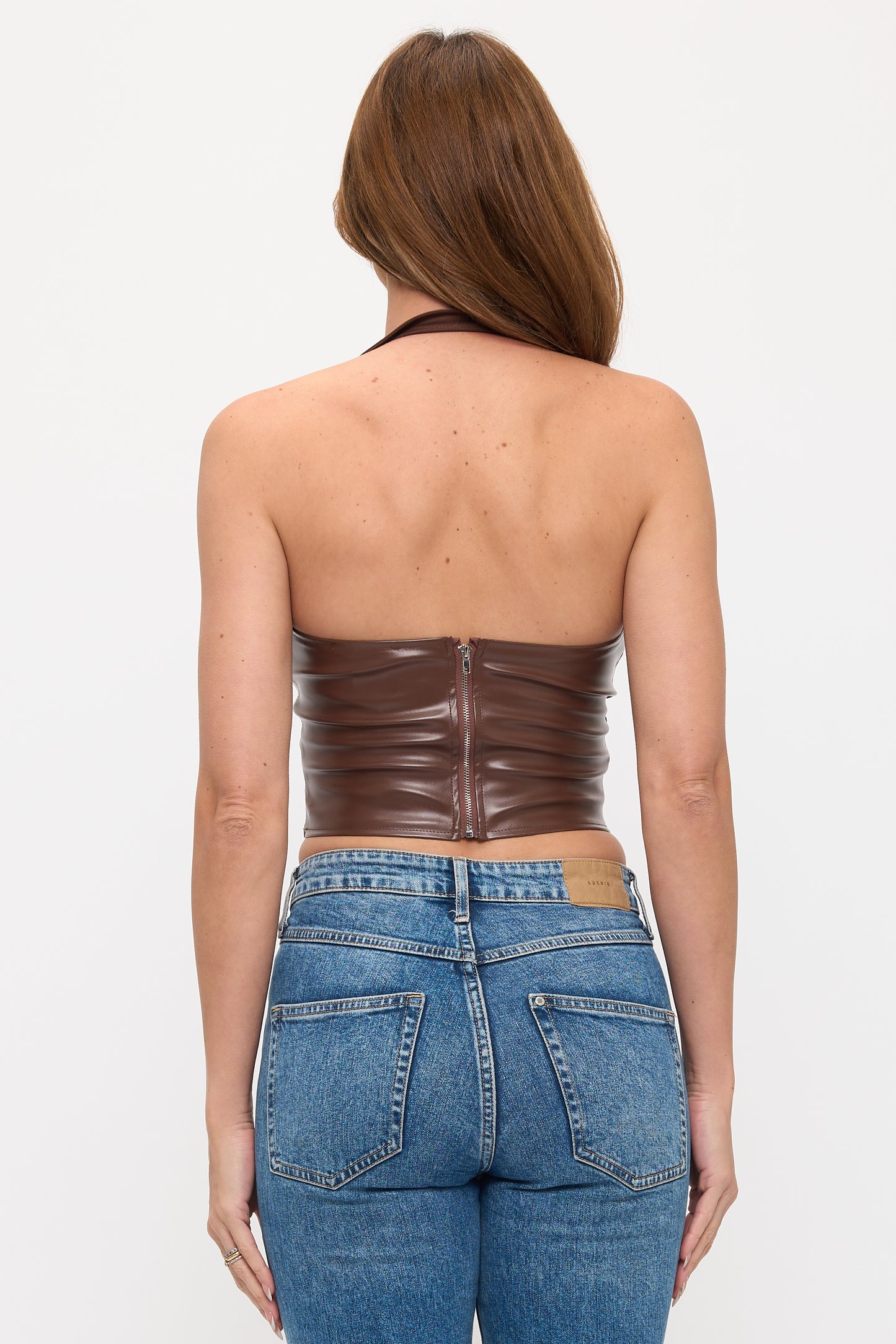 PU LACE UP FRONT CROP TOP_ D7056