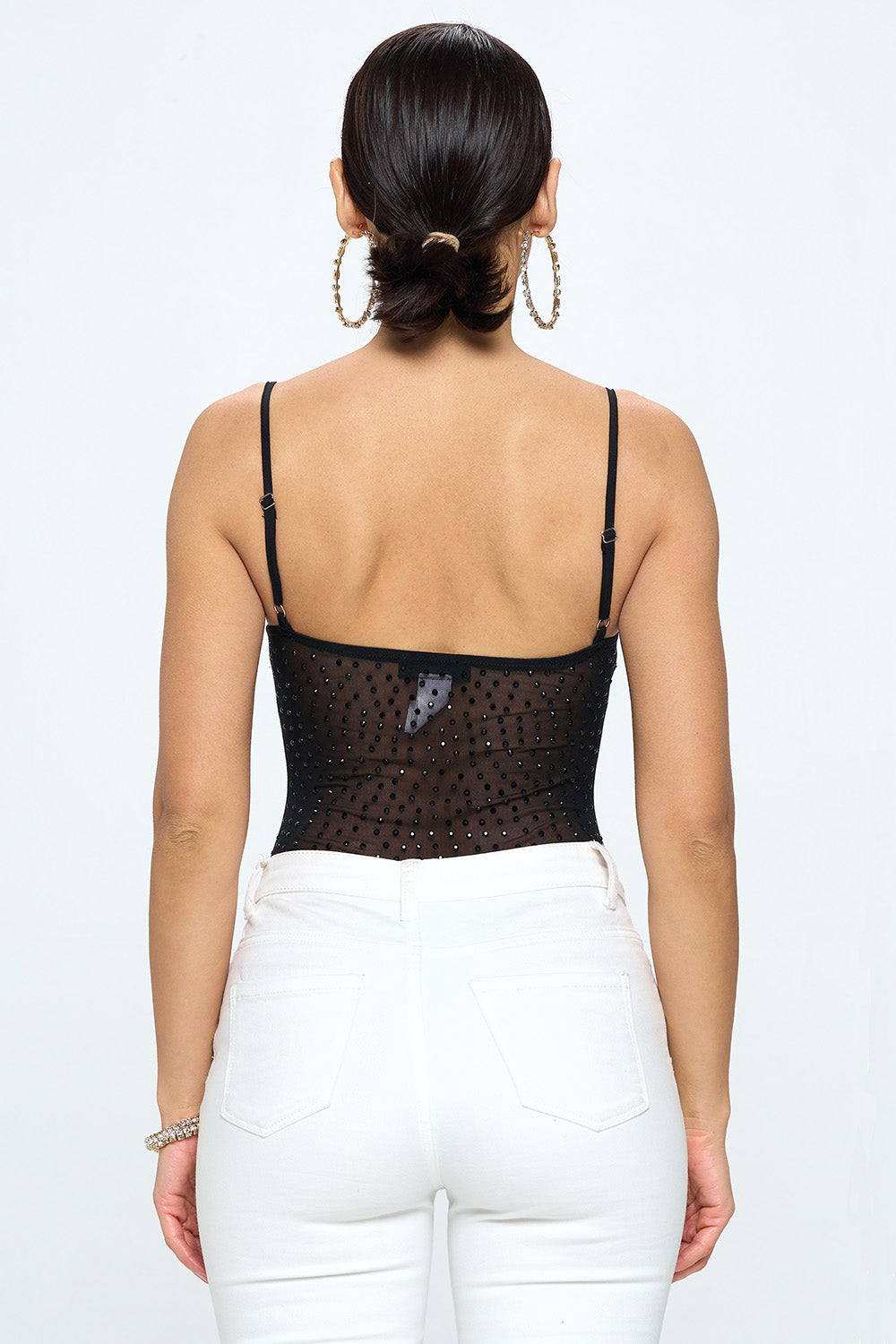 HOTFIX RHINESTONE MESH BODYSUIT