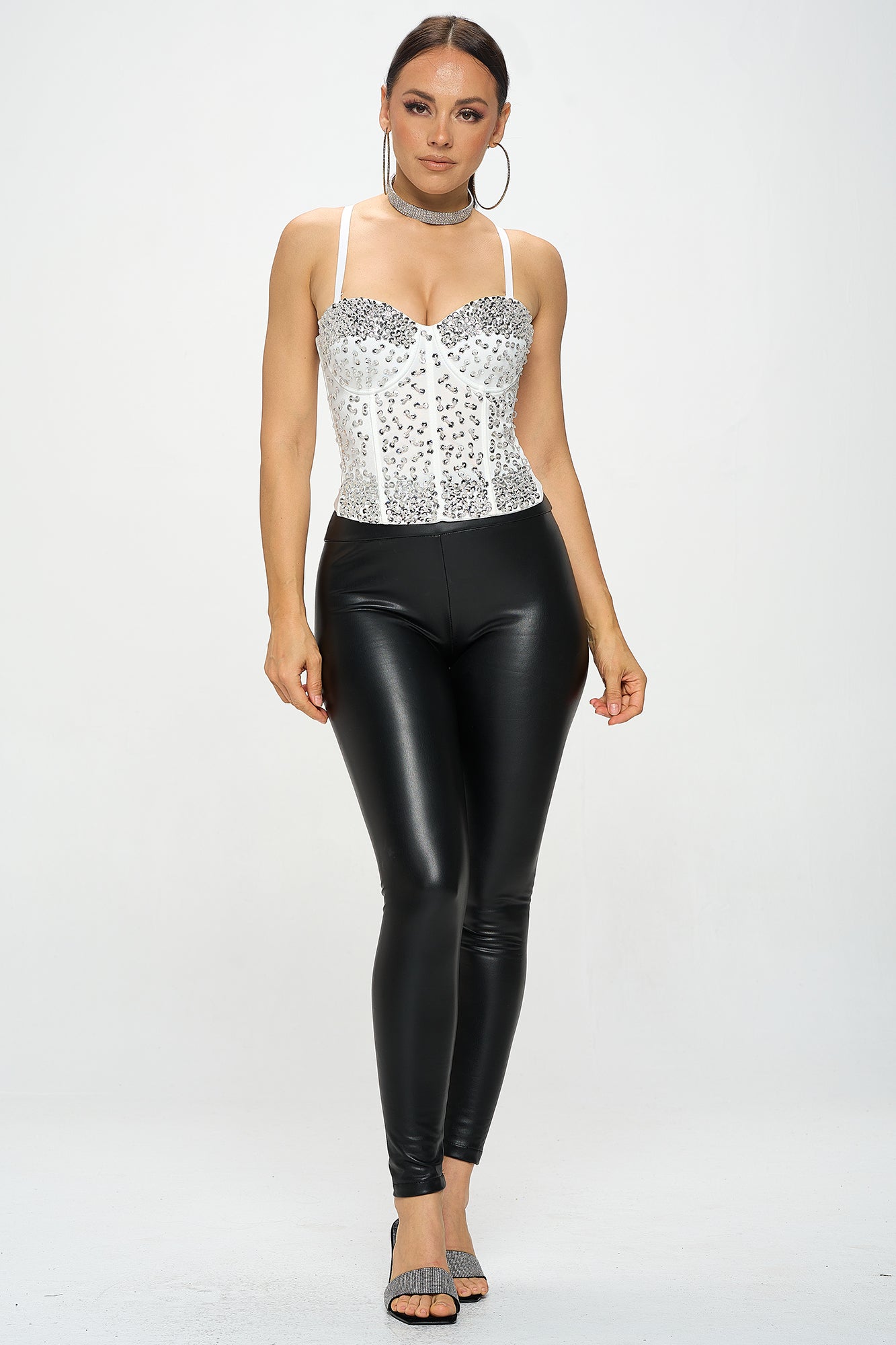 SEQUIN BEAD EMBELLISHED CORSET TOP