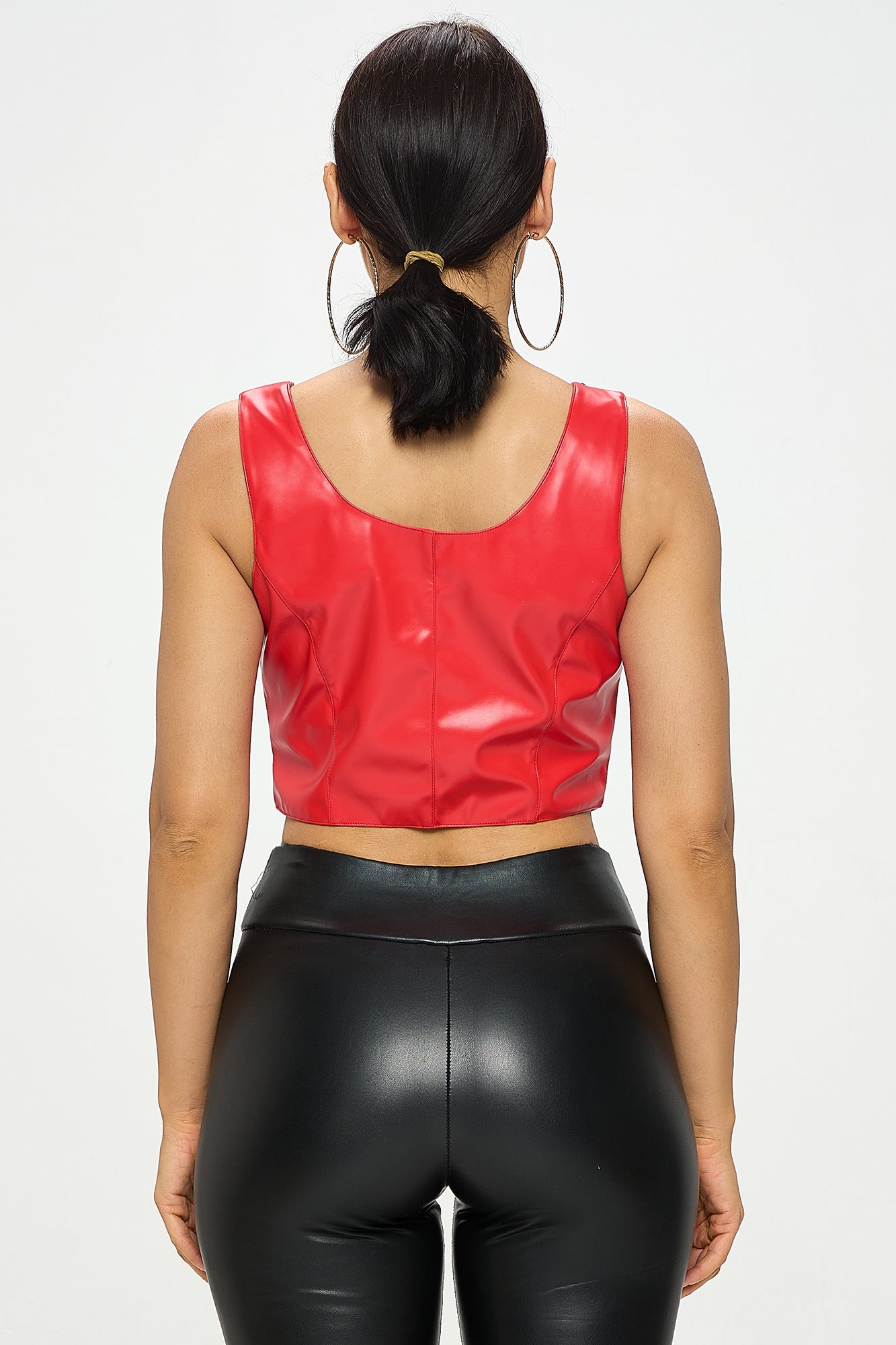 STUDDED MOTO PU CROP TOP