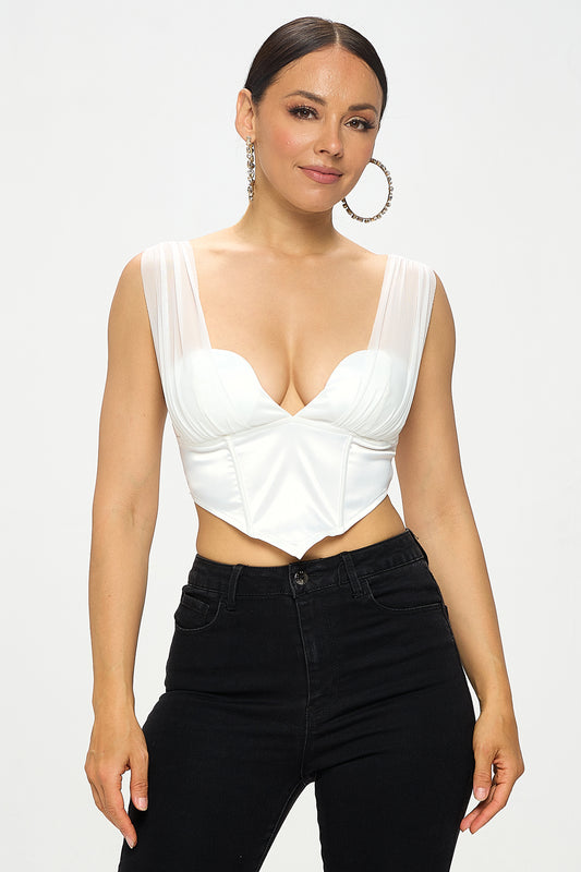SATIN UNDERWIRE CROPPED CORSET TOP