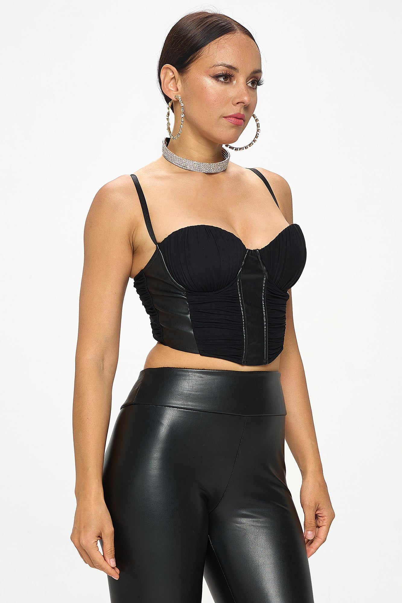 SOLID PLEATED CORSET TOP