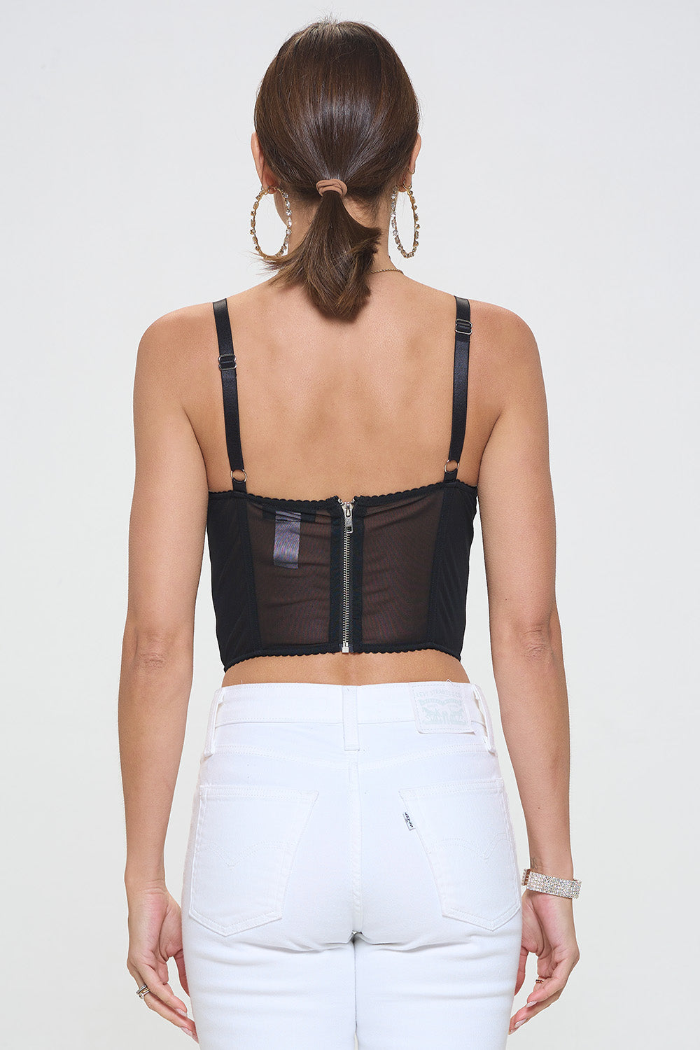 LACE UP FRONT DETAIL SATIN CORSET TOP