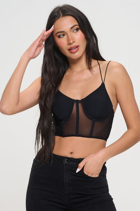 MESH CORSET BUSTIER CROPPED CAMI TOP