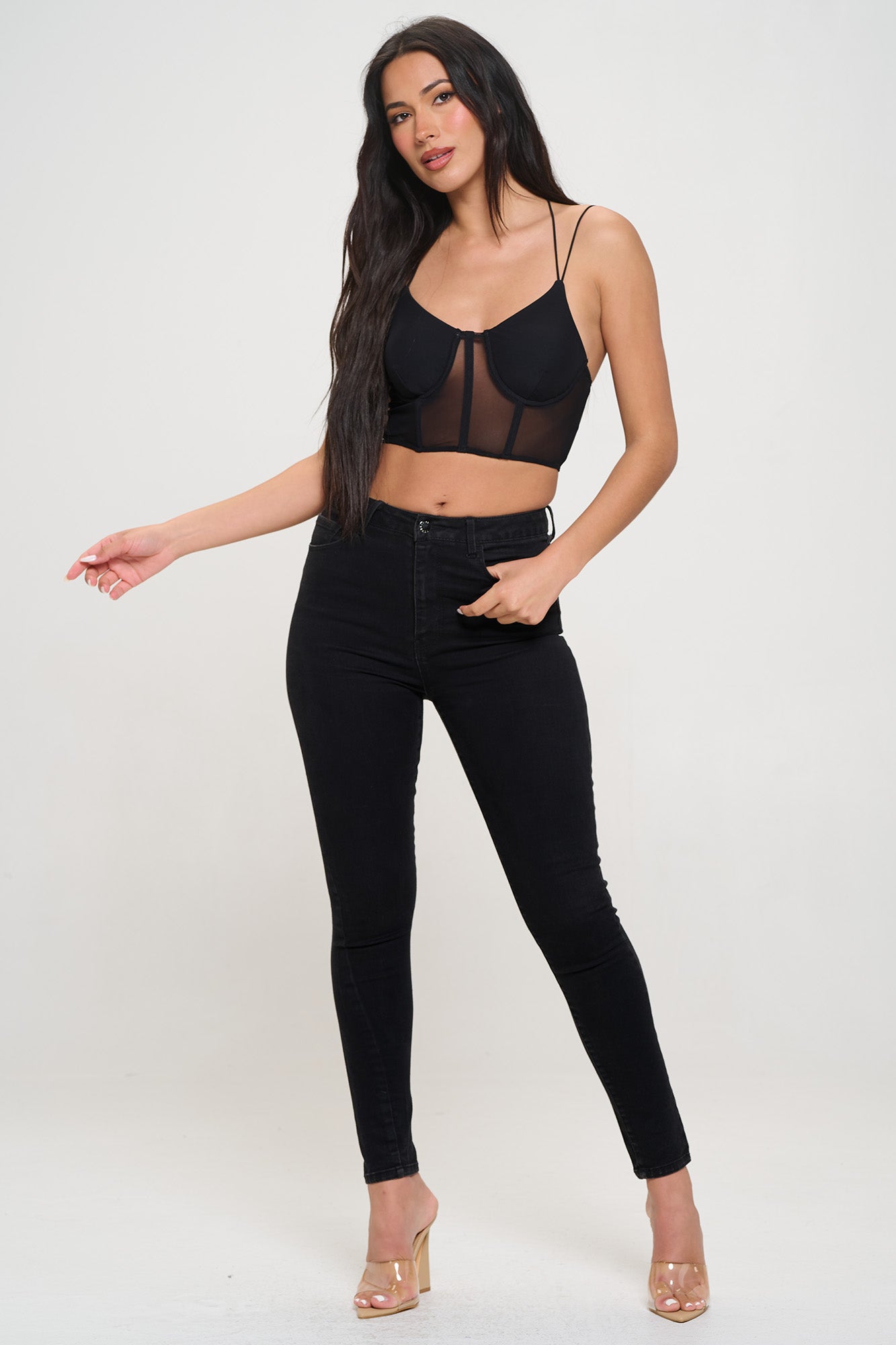 MESH CORSET BUSTIER CROPPED CAMI TOP