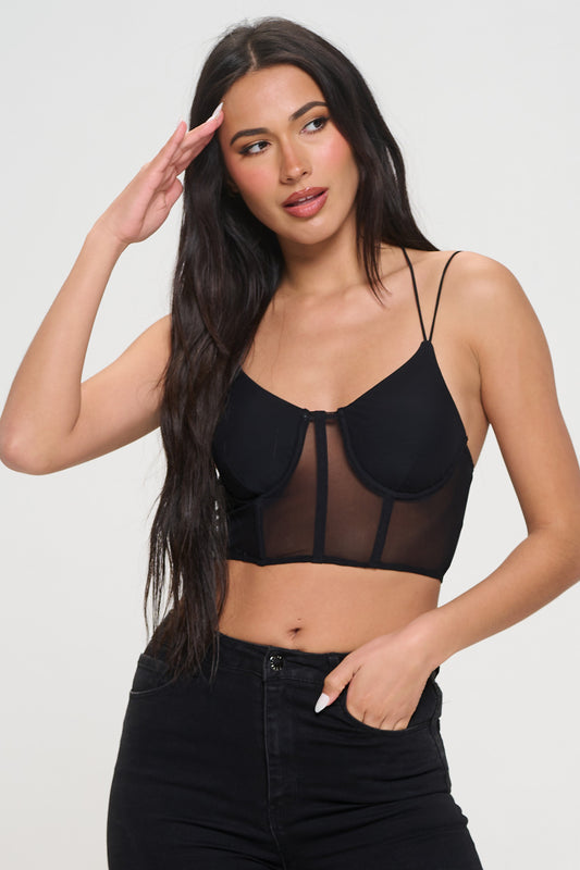 BEAD EMBELLISHED BUSTIER CROP TOP – OhYes Fashion