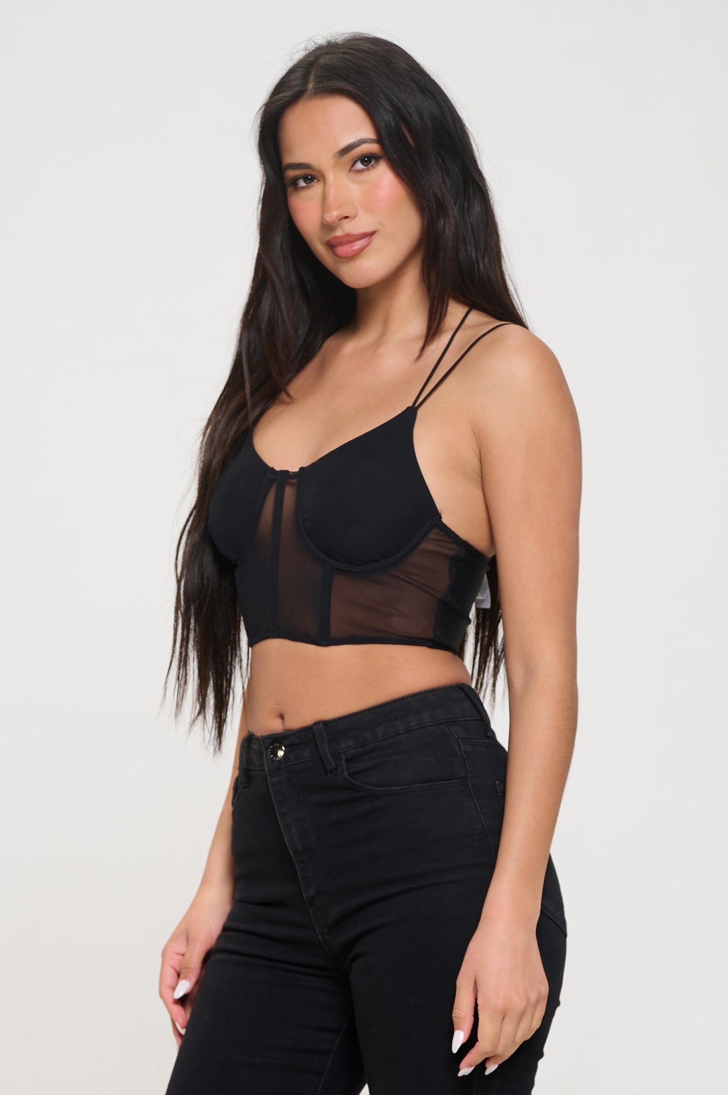 MESH CORSET BUSTIER CROPPED CAMI TOP