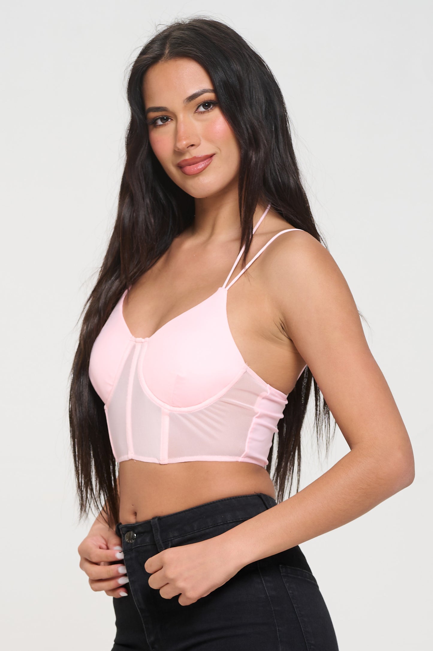 MESH CORSET BUSTIER CROPPED CAMI TOP