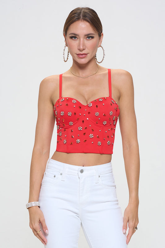 RHINESTONE EMBELLISHED BUSTIER CROP TOP_D7275