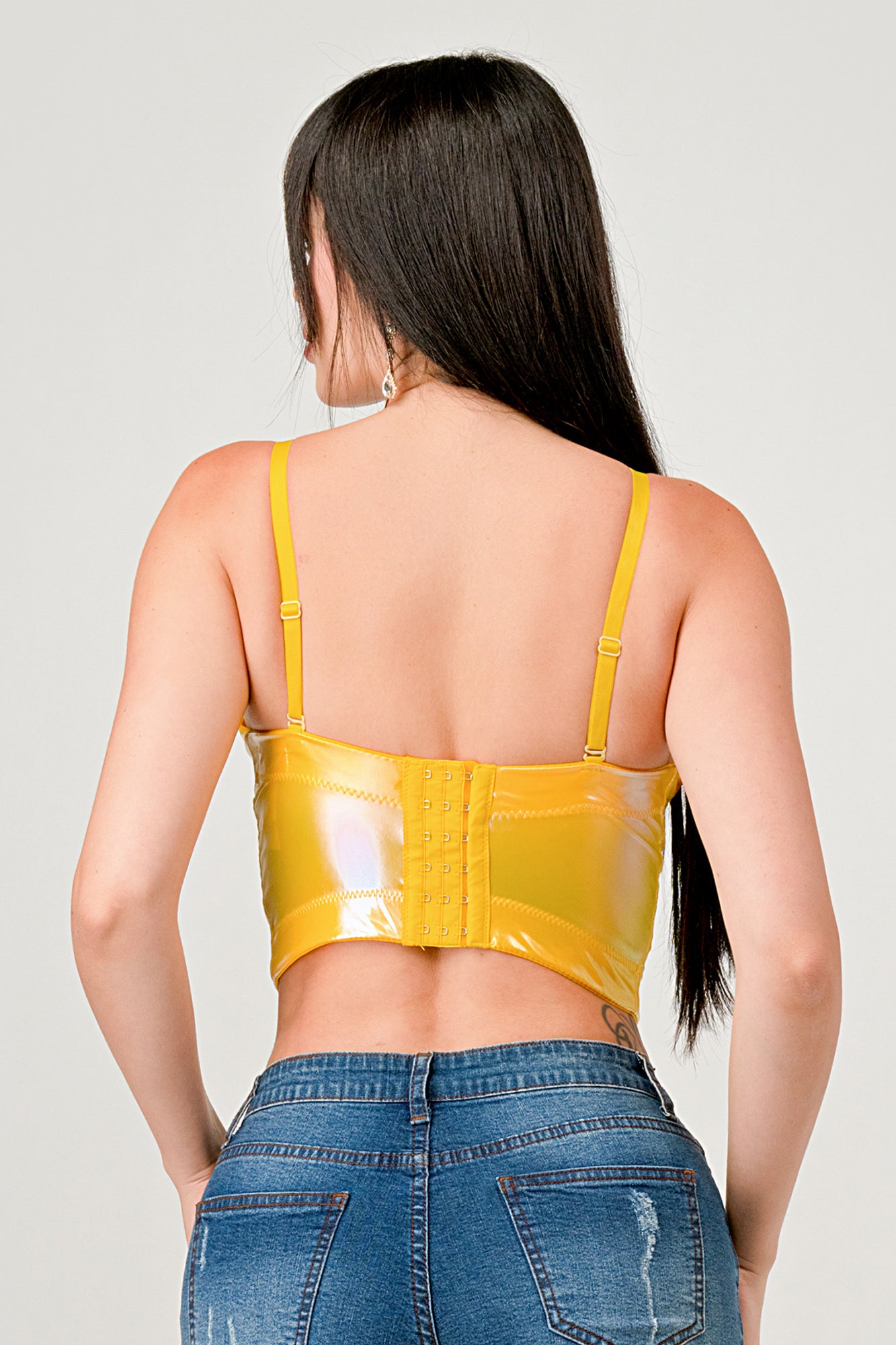 REFLECTIVE METALLIC BUSTIER CROP TOP