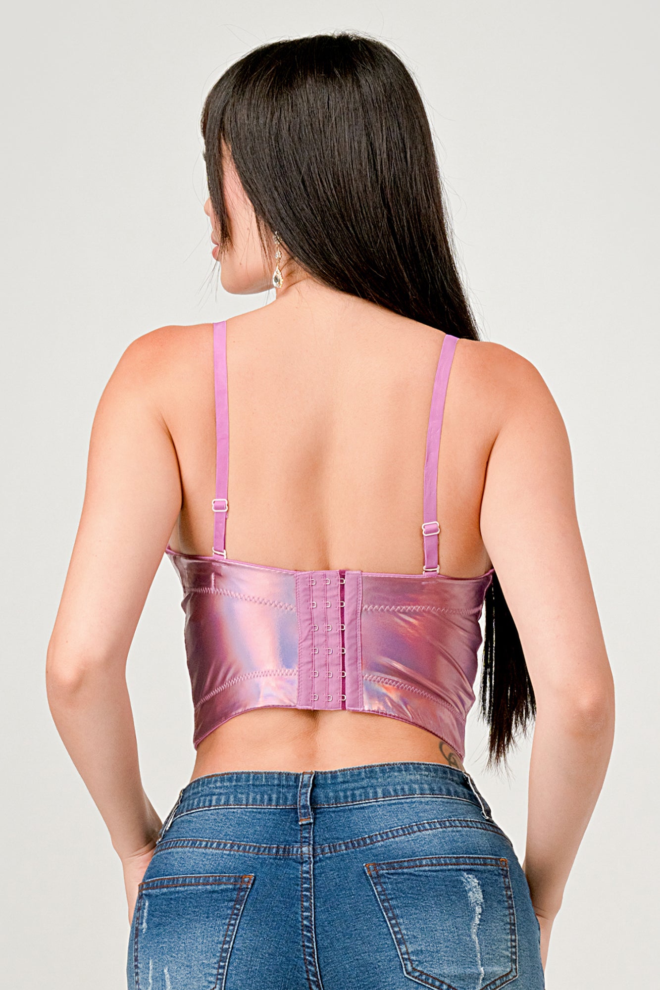 REFLECTIVE METALLIC BUSTIER CROP TOP