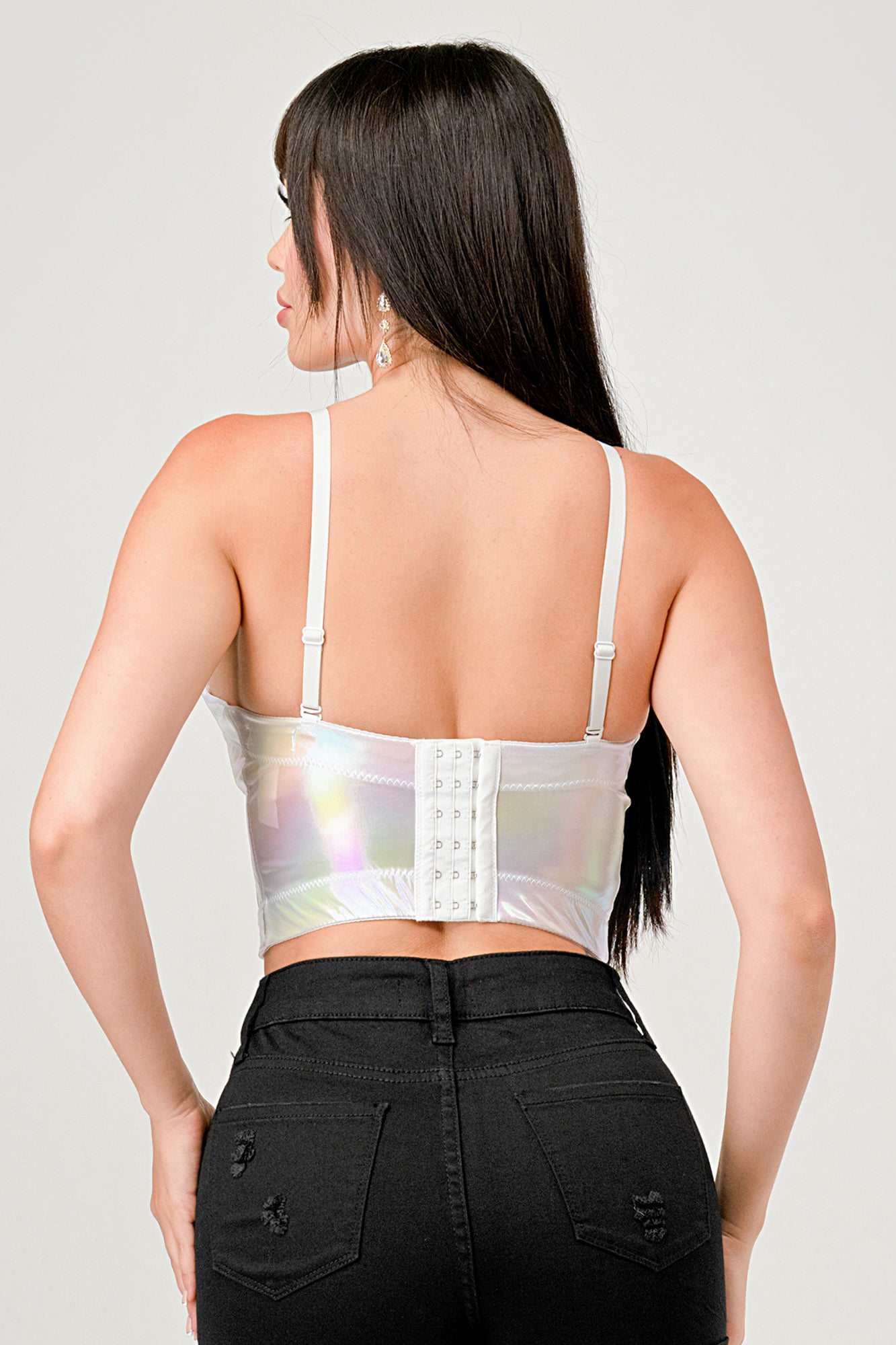 REFLECTIVE METALLIC BUSTIER CROP TOP