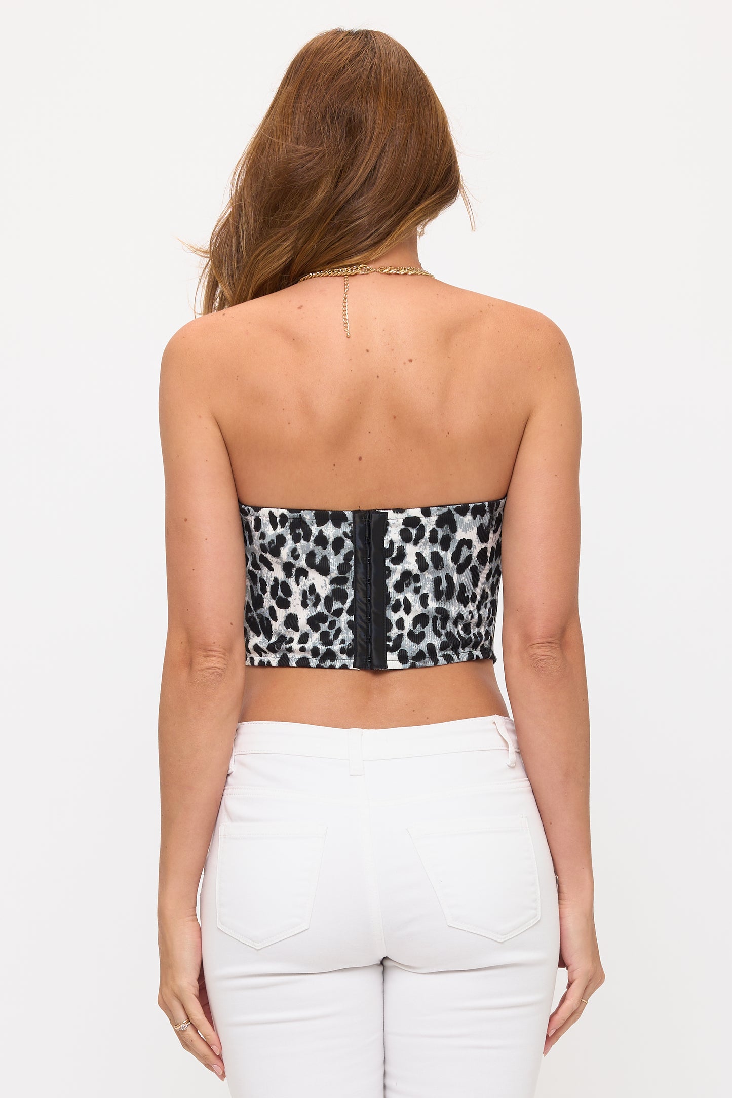 Sultry Leopard Corset-Inspired Crop Top