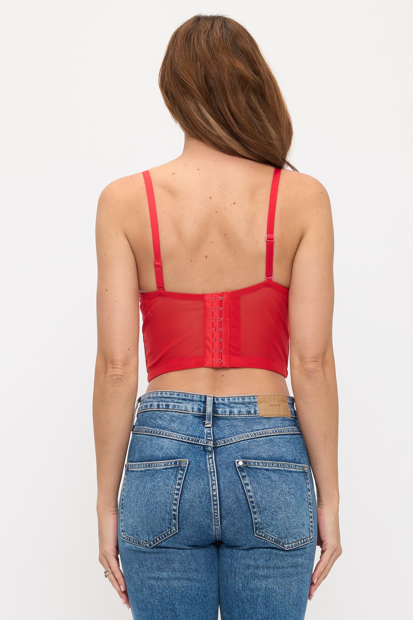 Sheer Mesh Longline Bustier Top